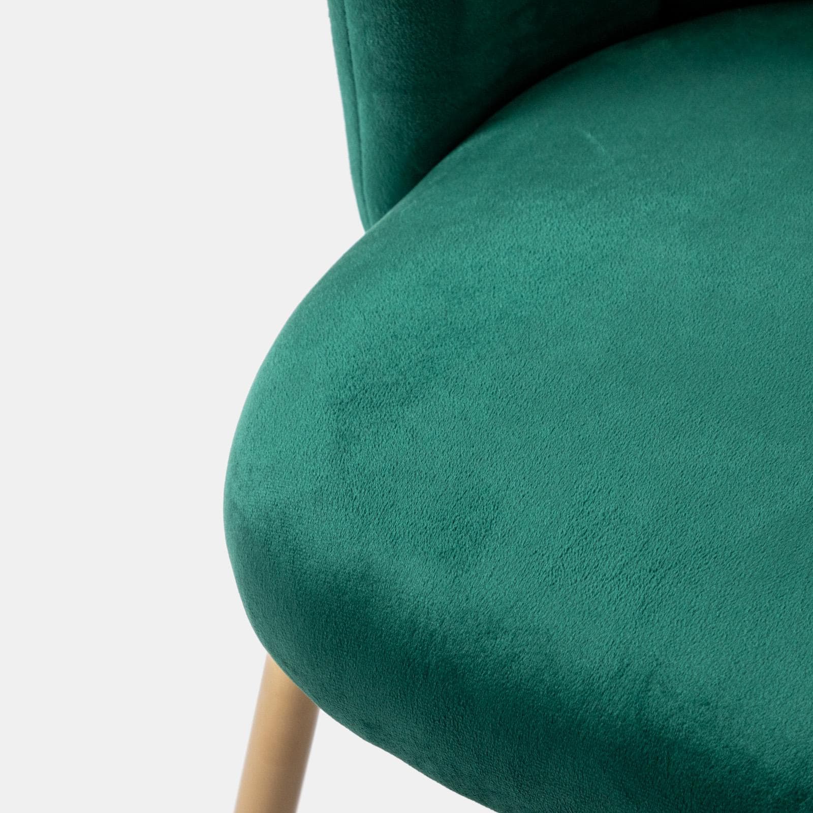 Sedia in velluto verde scuro con schienale a conchiglia e gambe in metallo finitura oro - Pedersen