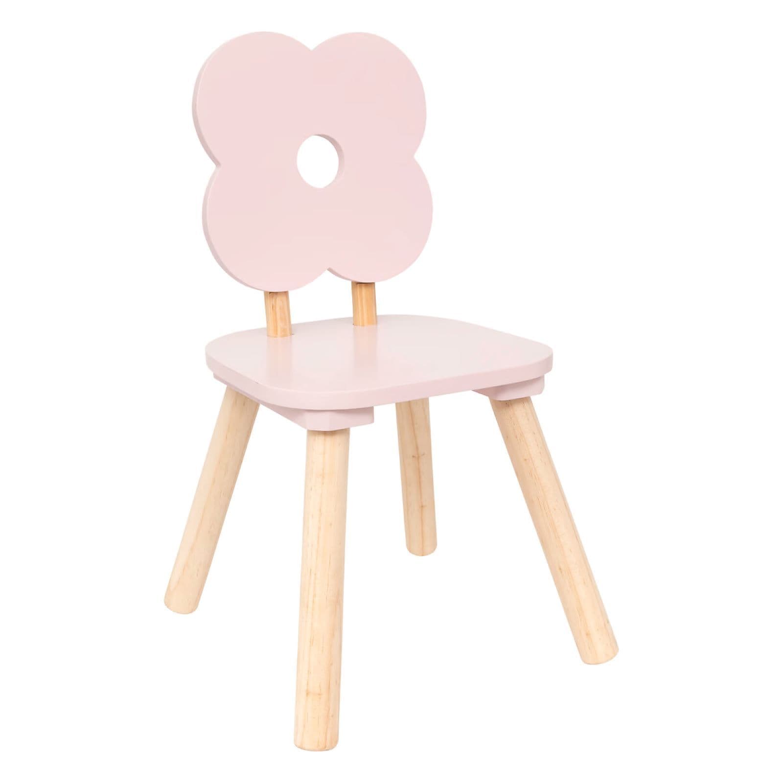 Sedia per bambini fiore in legno di pino naturale e rosa - Dolcezza kids