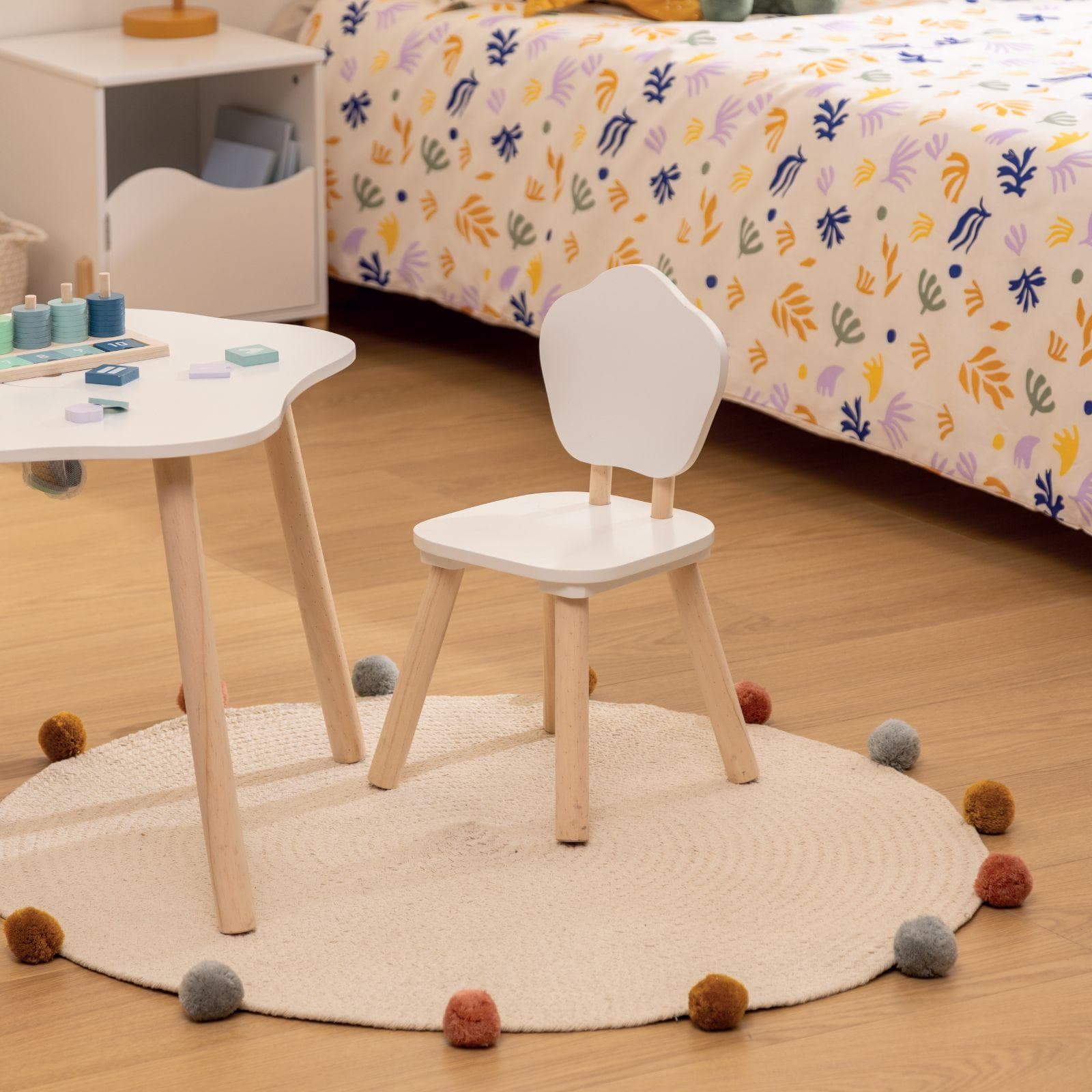 Sedia per bambini nuvola in legno di pino naturale e bianco - Dolcezza kids