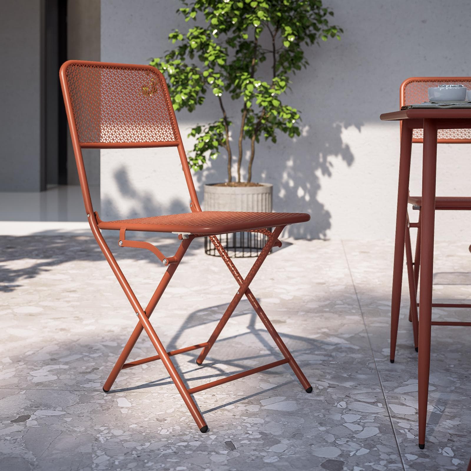 Sedia da esterno pieghevole in acciaio terracotta - Faber
