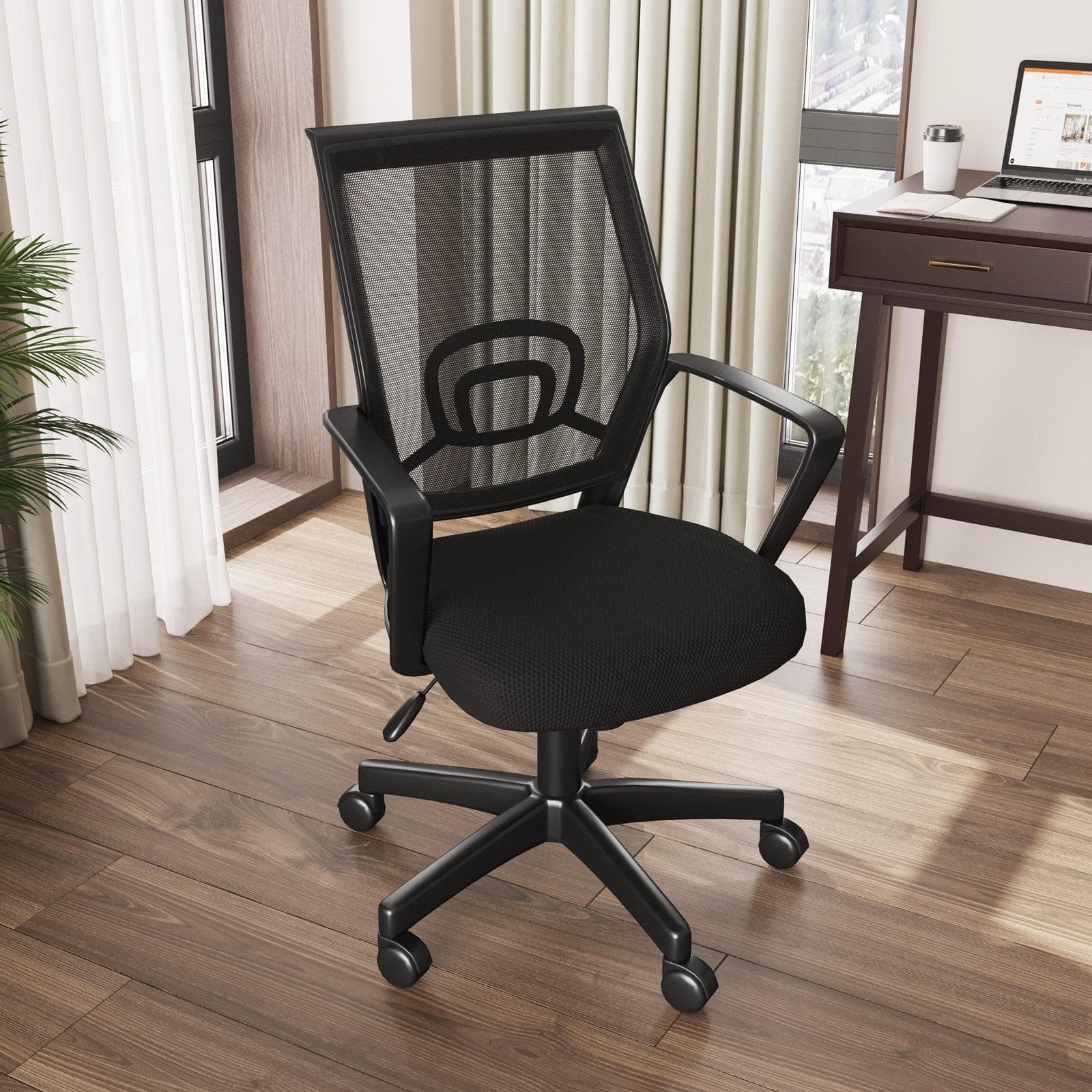 Sedia da ufficio girevole in tessuto mesh e schienale traspirante con supporto lombare - Wilson