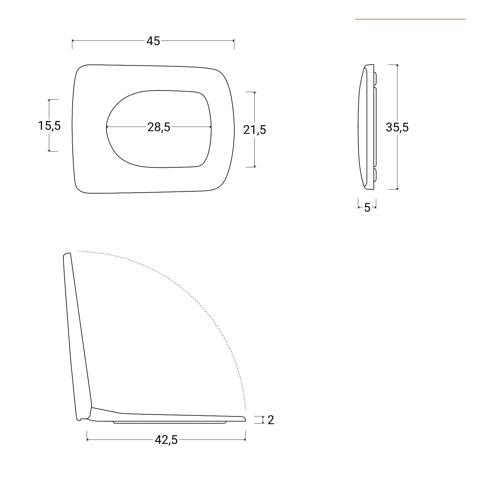 Sedile copriwc avvolgente cerniere inox Serie Selnova Square - Geberit