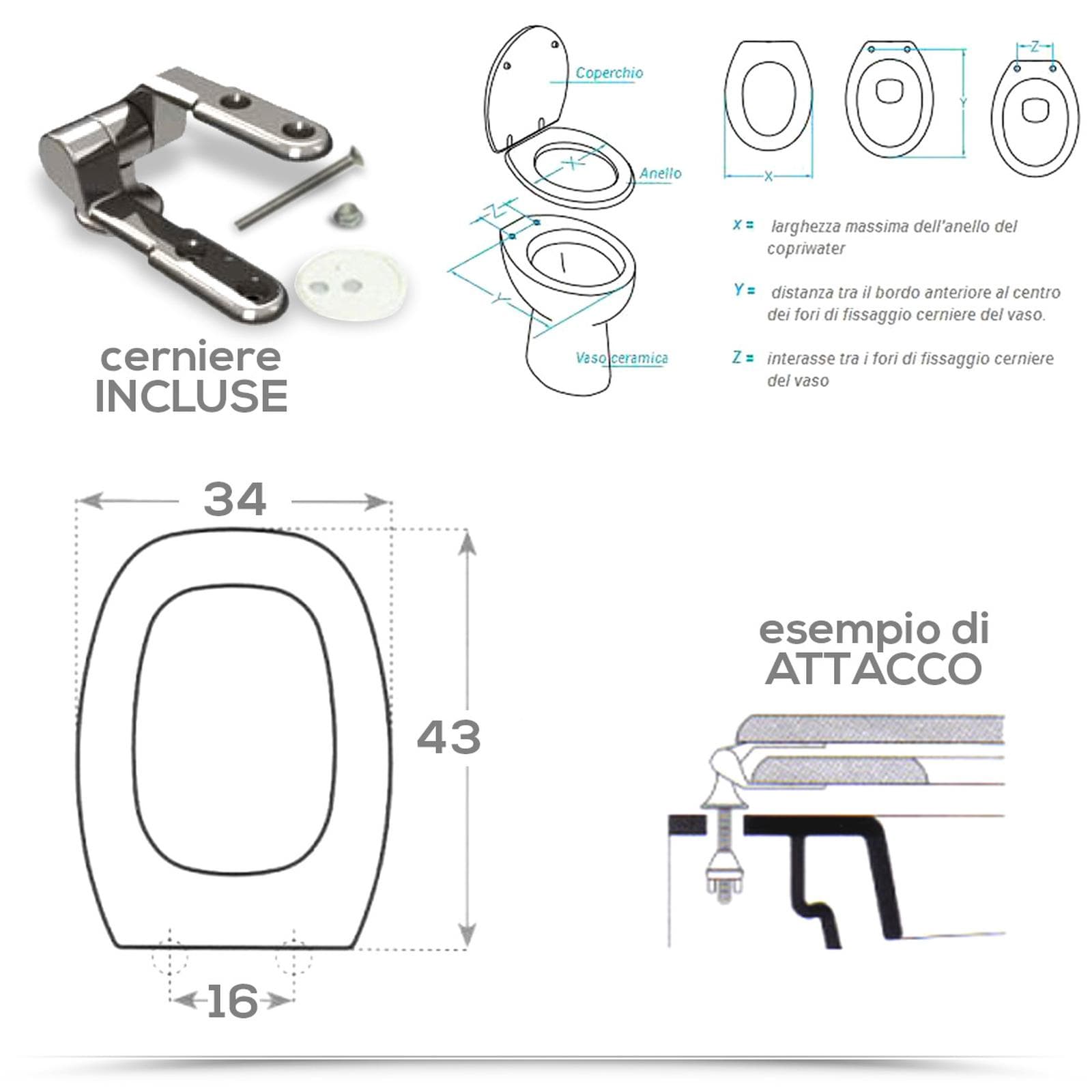 Sedile copriwc legno bianco compatibile con la Serie Tesi di Ideal Standard