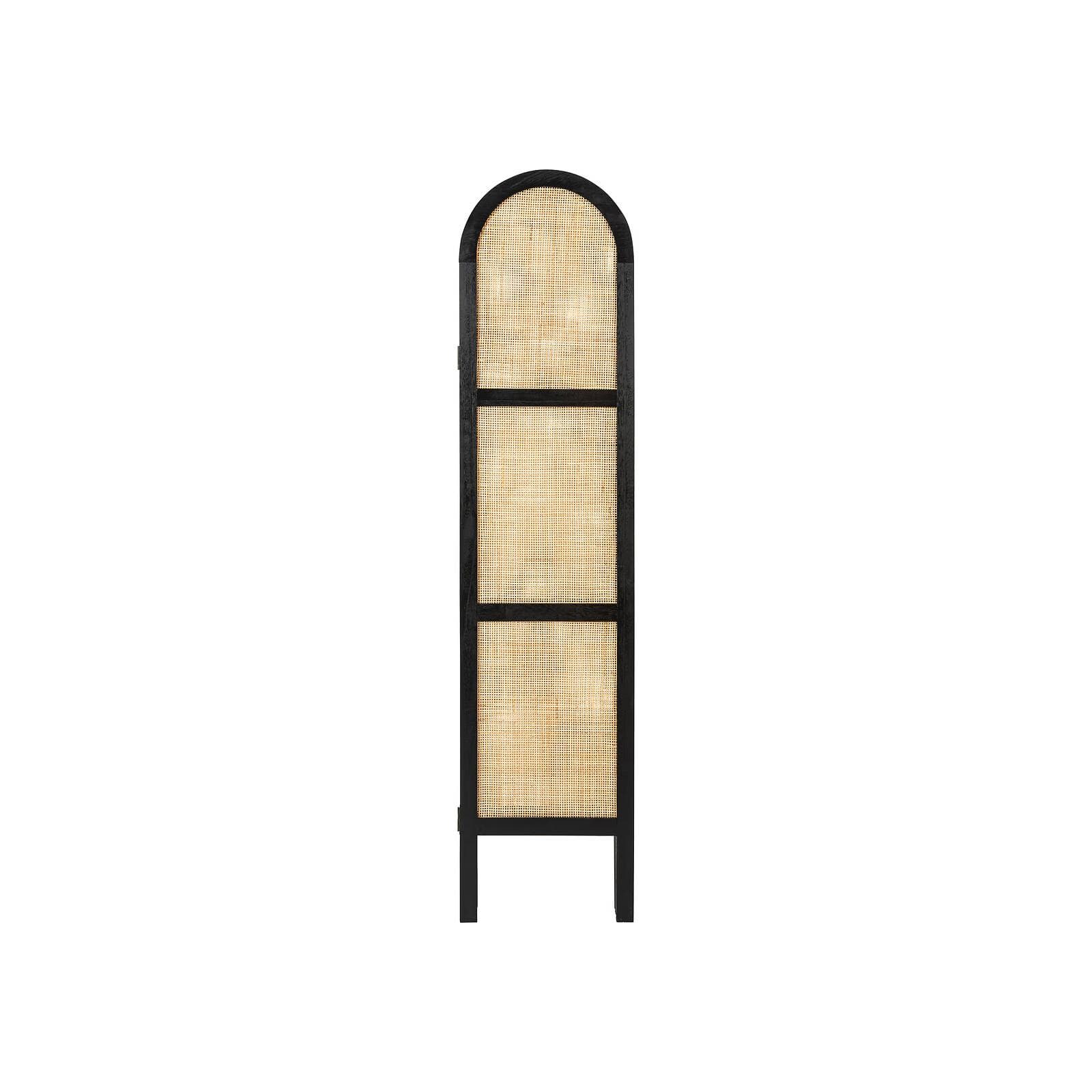 Paravento pieghevole 120x170 h cm in rattan e legno nero - Potik
