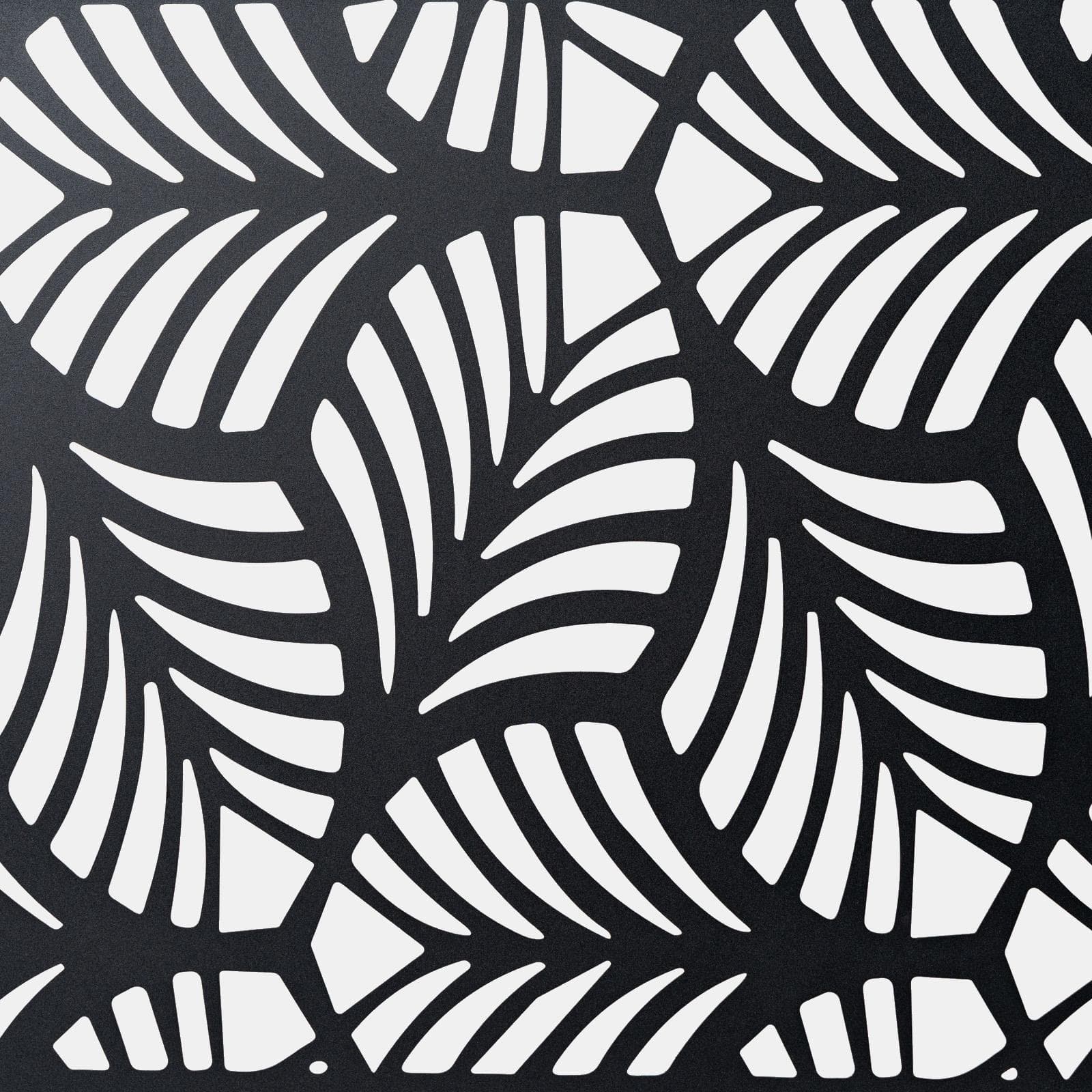 Separé doppio da giardino in acciaio nero 200x30x180h cm con disegno foglia di palma - Callen