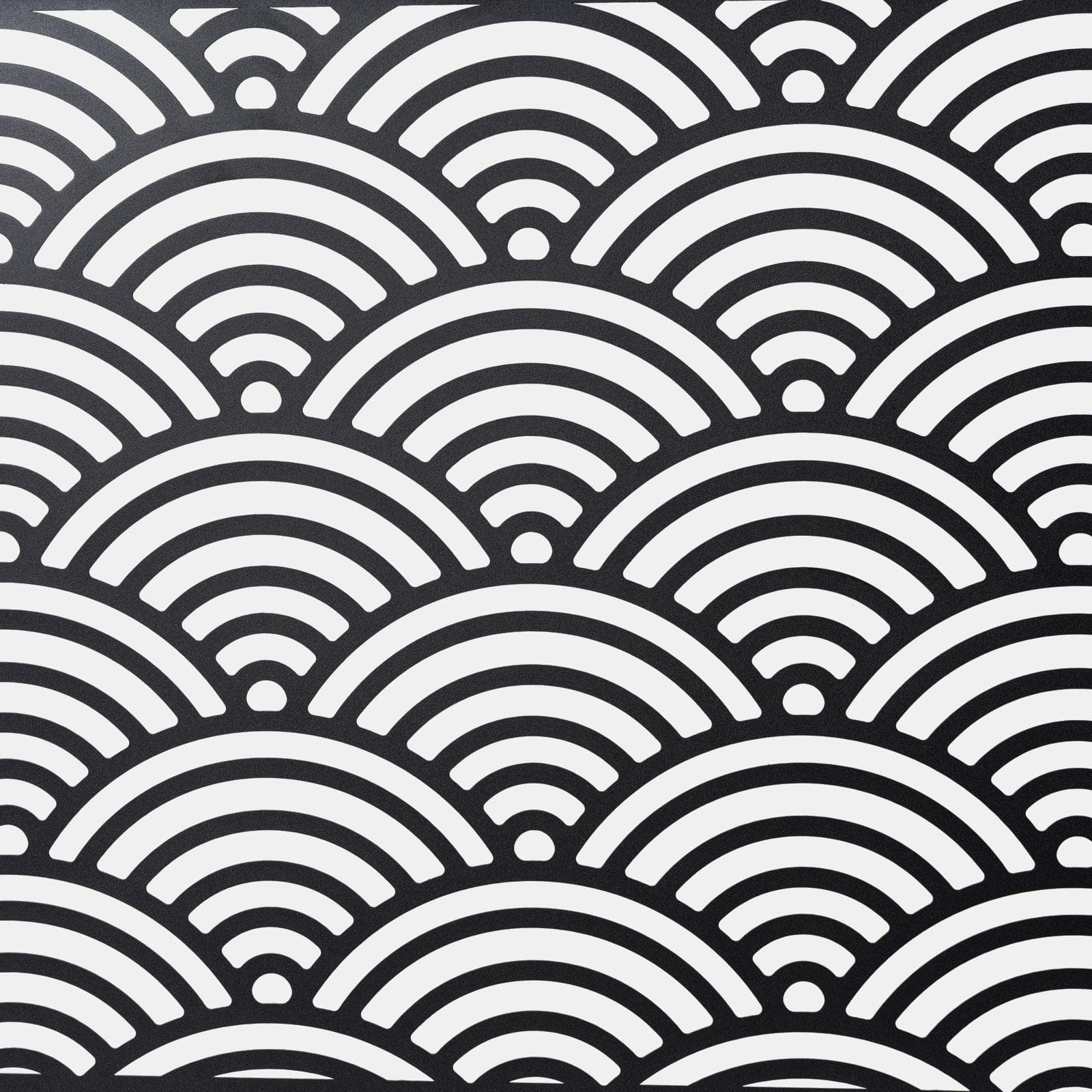 Separé triplo da giardino 300x30x180h cm con disegno onda giapponese in acciaio nero - Callen
