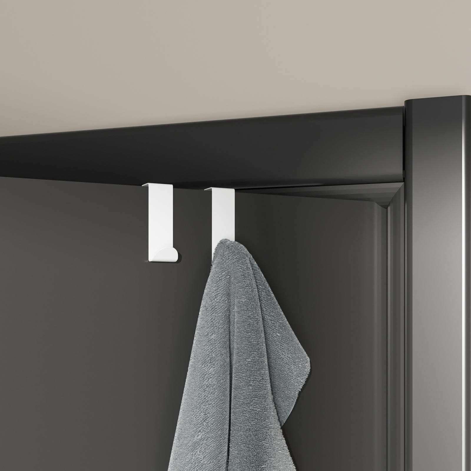 Set 2 appendini per porta o termoarredi in acciaio inox bianco opaco - Arthur