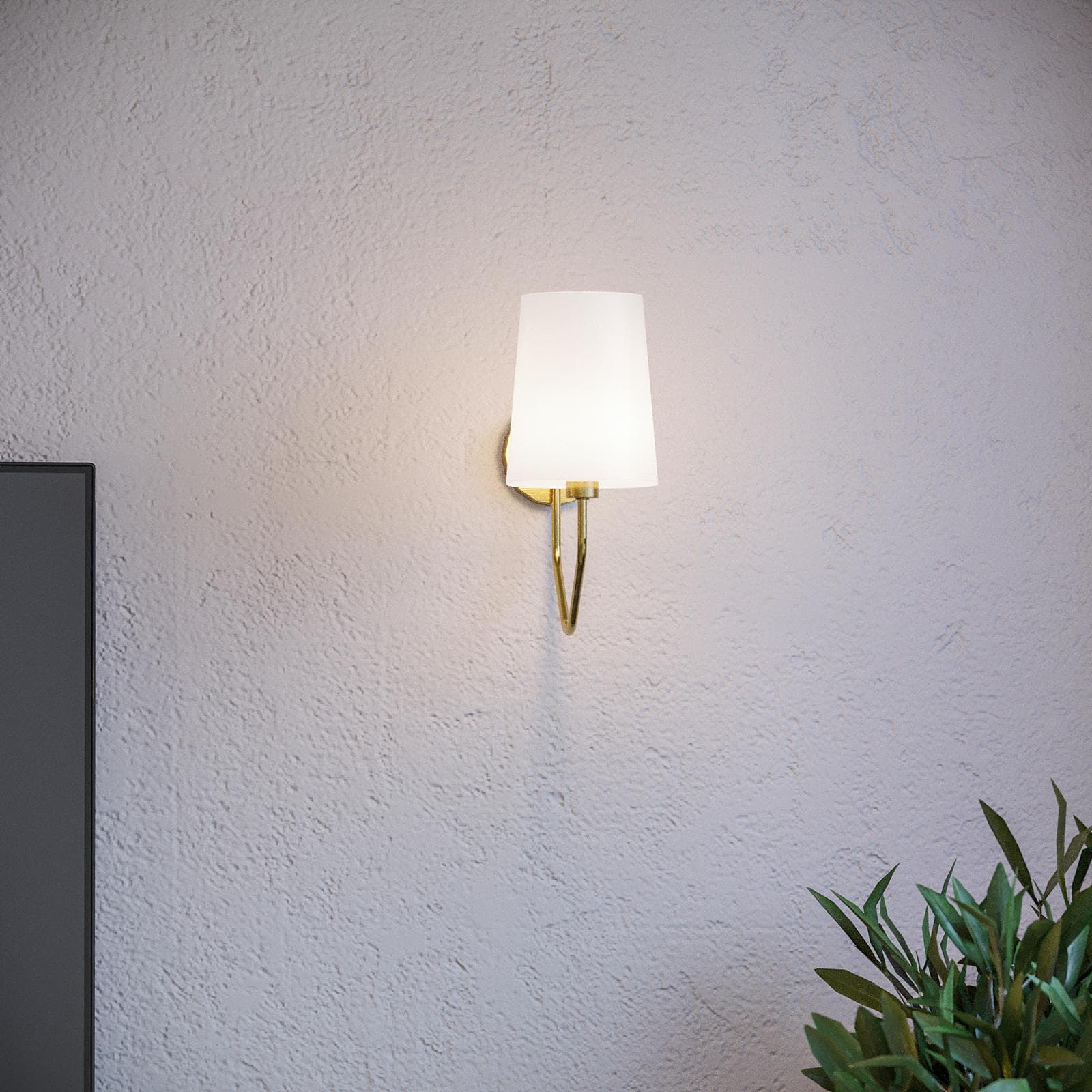 Set 2 applique e lampada sospesa rotonda 50 cm in metallo oro con paralume bianco