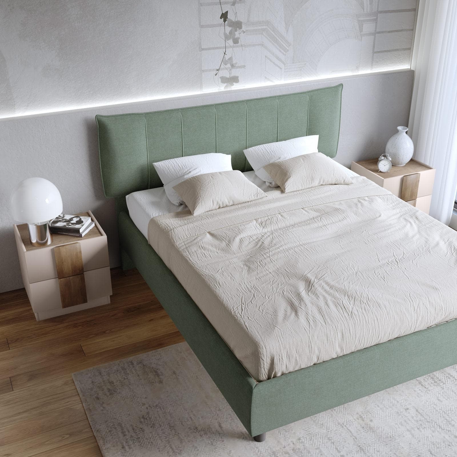 Set 2 comodini 50x52h cm con 2 cassetti soft close cashmere e mercure - Jessie
