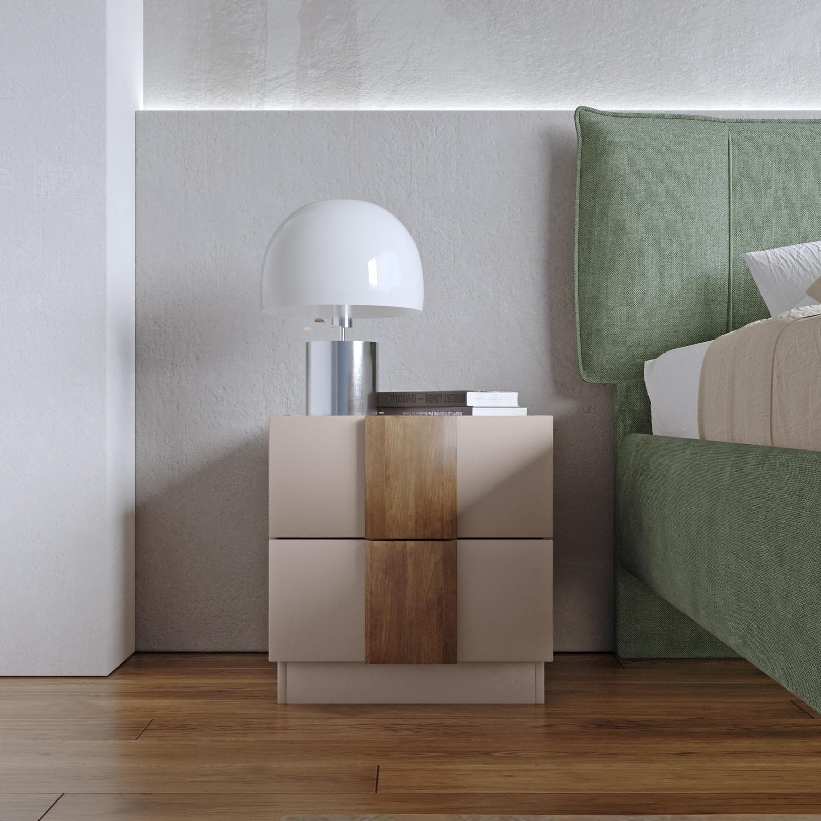 Set 2 comodini 50x52h cm con 2 cassetti soft close cashmere e mercure - Jessie