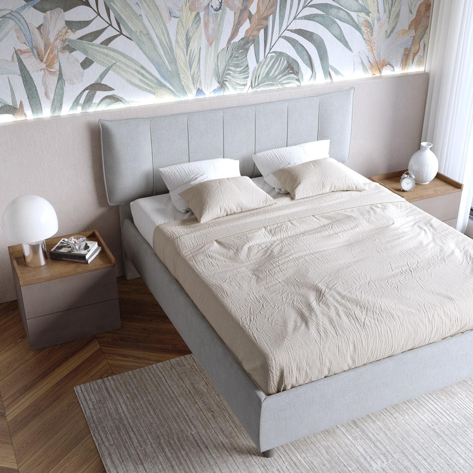 Set 2 comodini 53x49h cm con 2 cassetti bronzo e mercure - Zyra