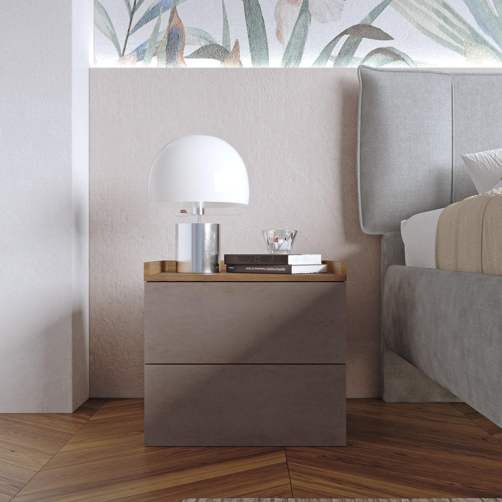 Set 2 comodini 53x49h cm con 2 cassetti bronzo e mercure - Zyra