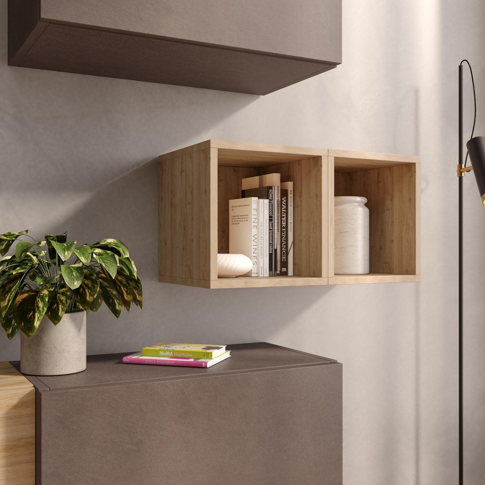 Set 2 cubi pensili 27x28h cm color rovere cadiz - Clary