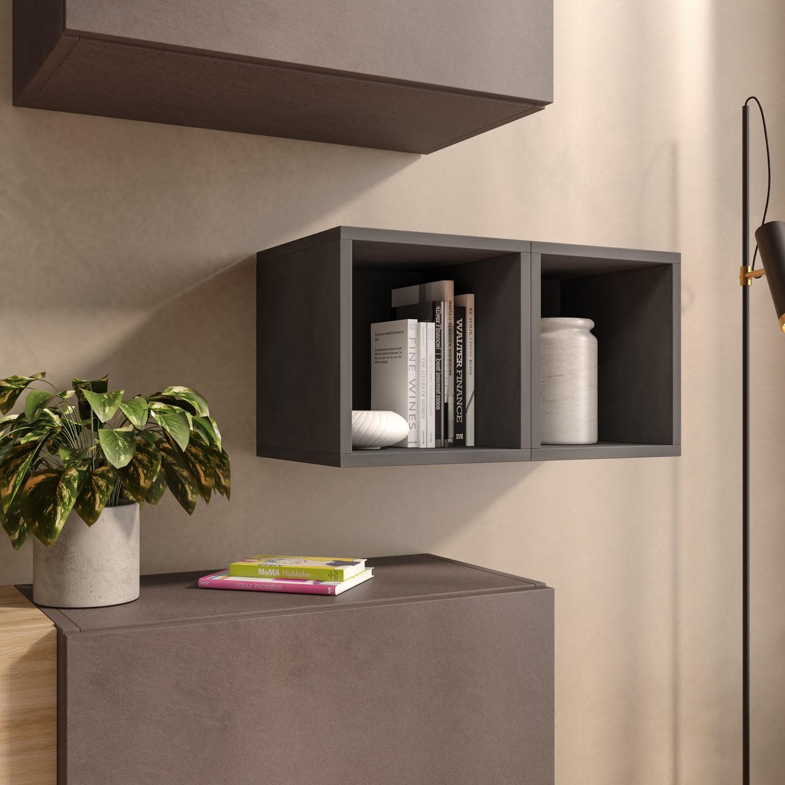 Set 2 cubi pensili 27x28h cm color lava - Clary