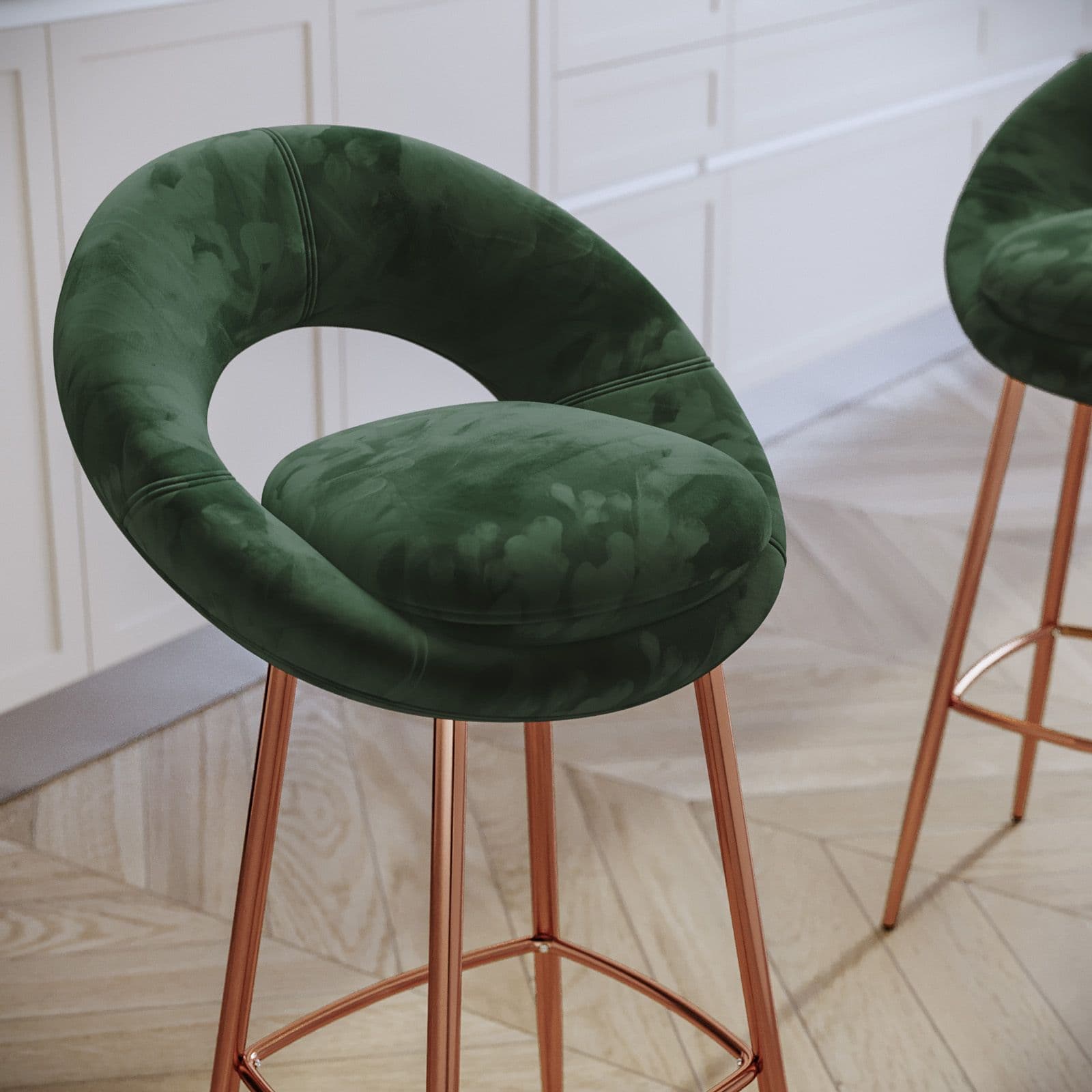 Set 2 gabelli in velluto verde scuro con struttura oro rosa - Houdini