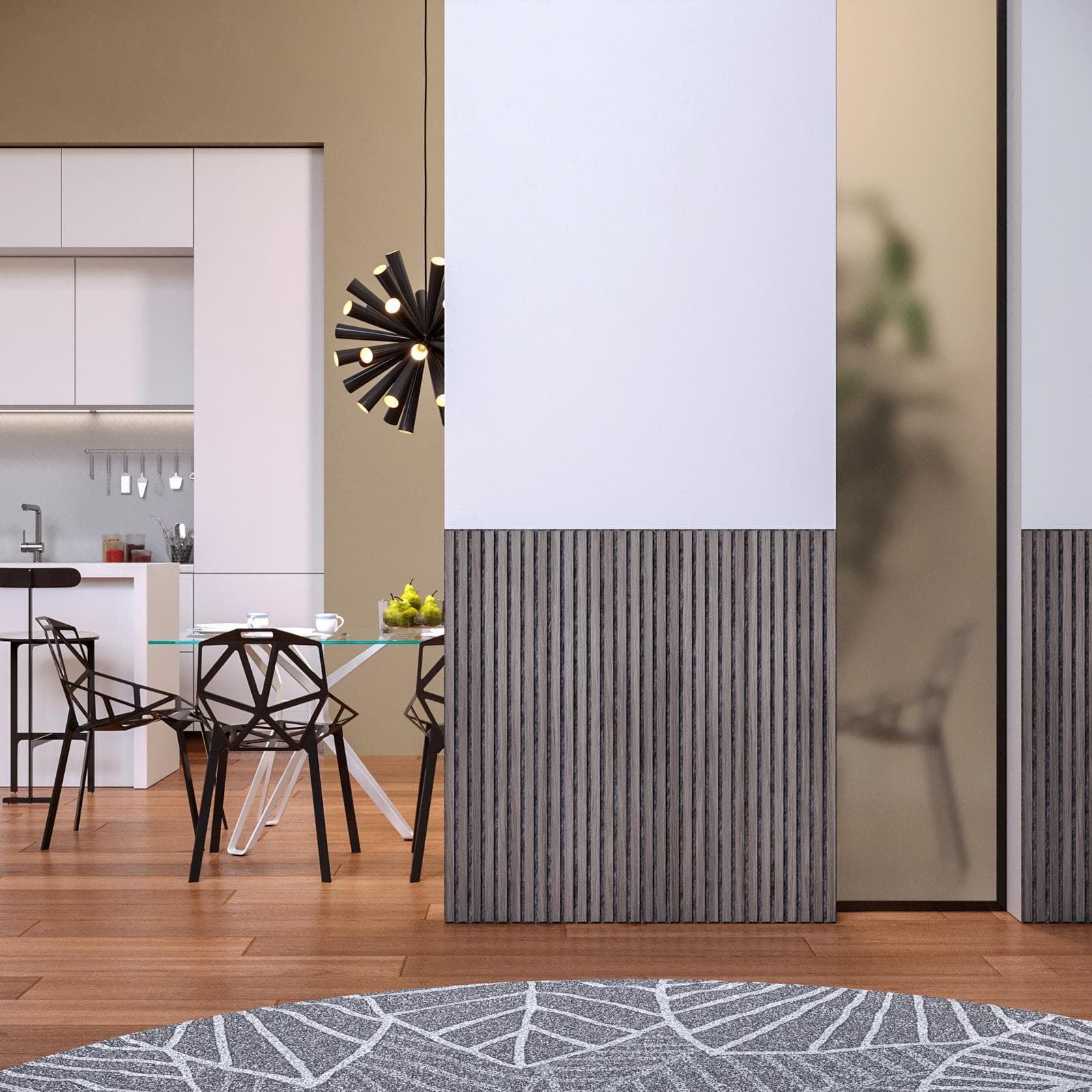 Set 2 pannelli fonoassorbenti boiserie 60x120h cm nero con listelli nero effetto legno - Bjorn