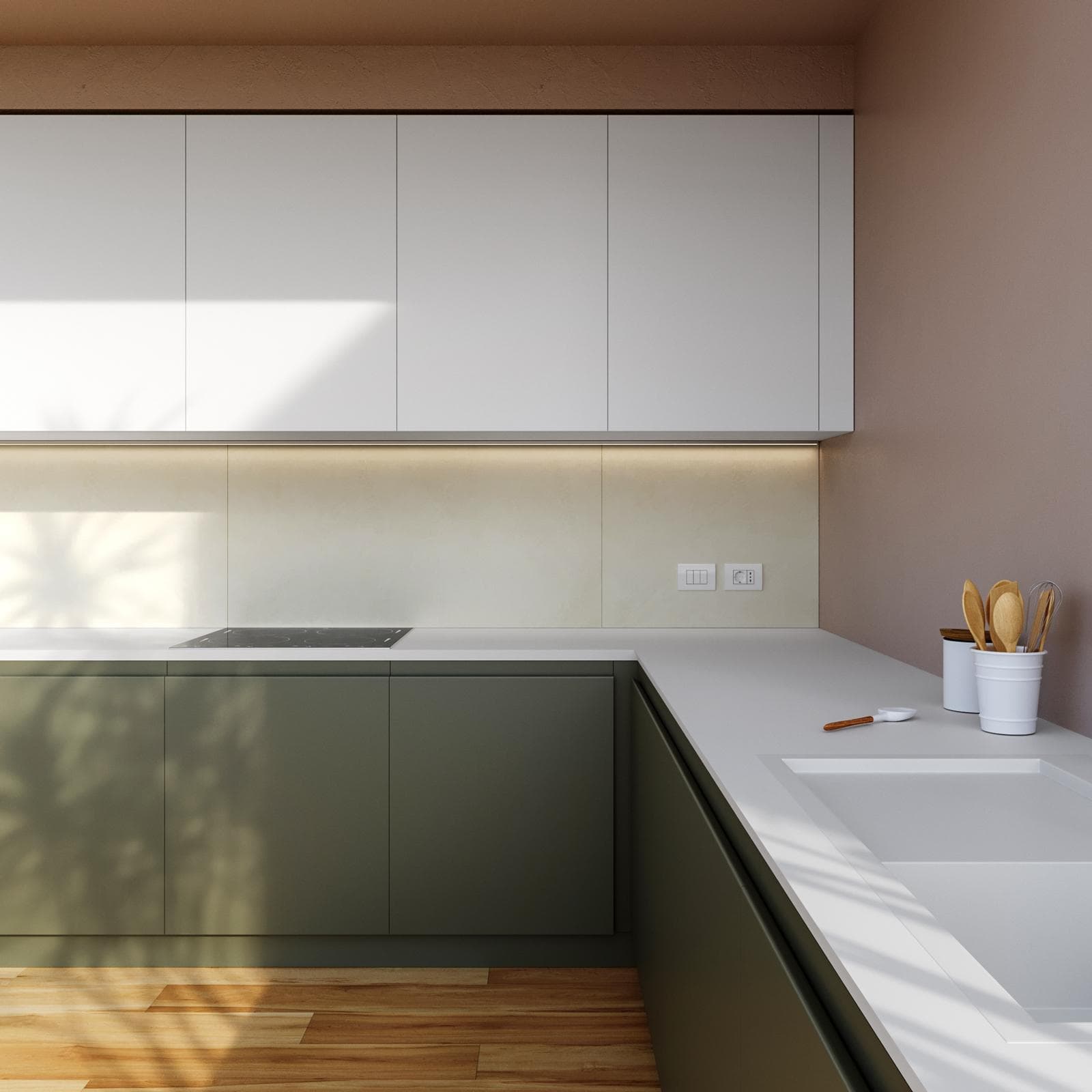 Set 2 pannelli rivestimento parete in SPC 60x120h cm effetto pietra crema - Thais