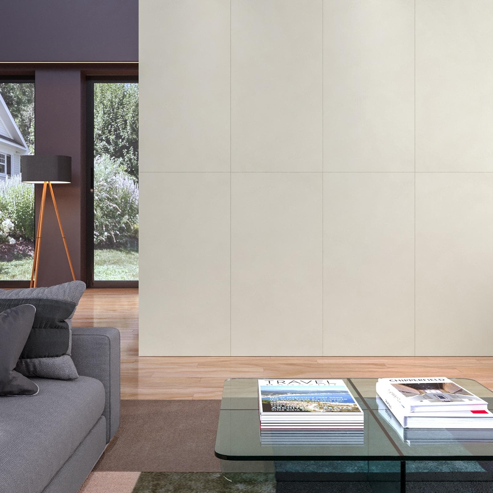 Set 2 pannelli rivestimento parete in SPC 60x120h cm effetto pietra crema - Thais