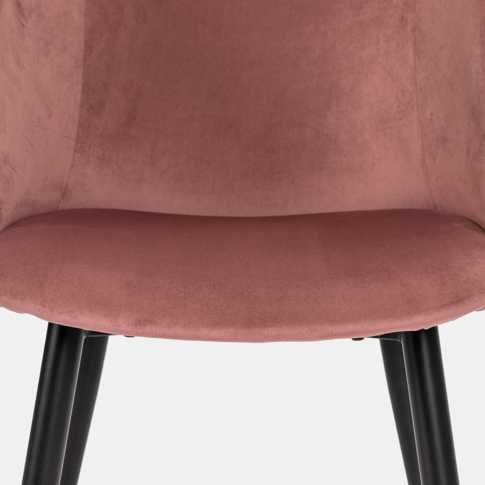 Set 2 sedie in velluto rosa antico con gambe in metallo nero - Mady