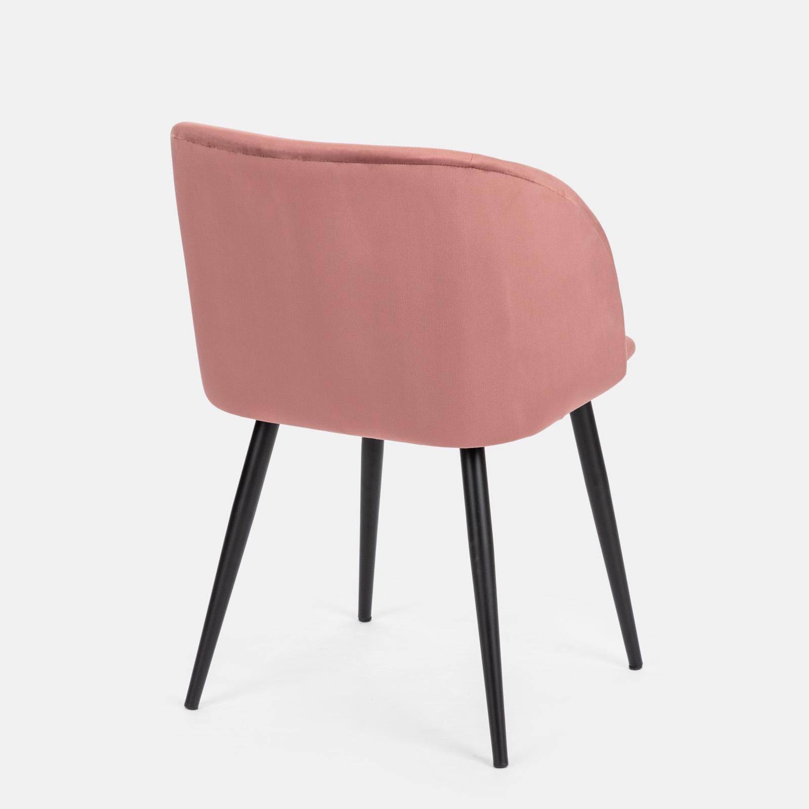 Set 2 sedie in velluto rosa antico con gambe in metallo nero - Mady