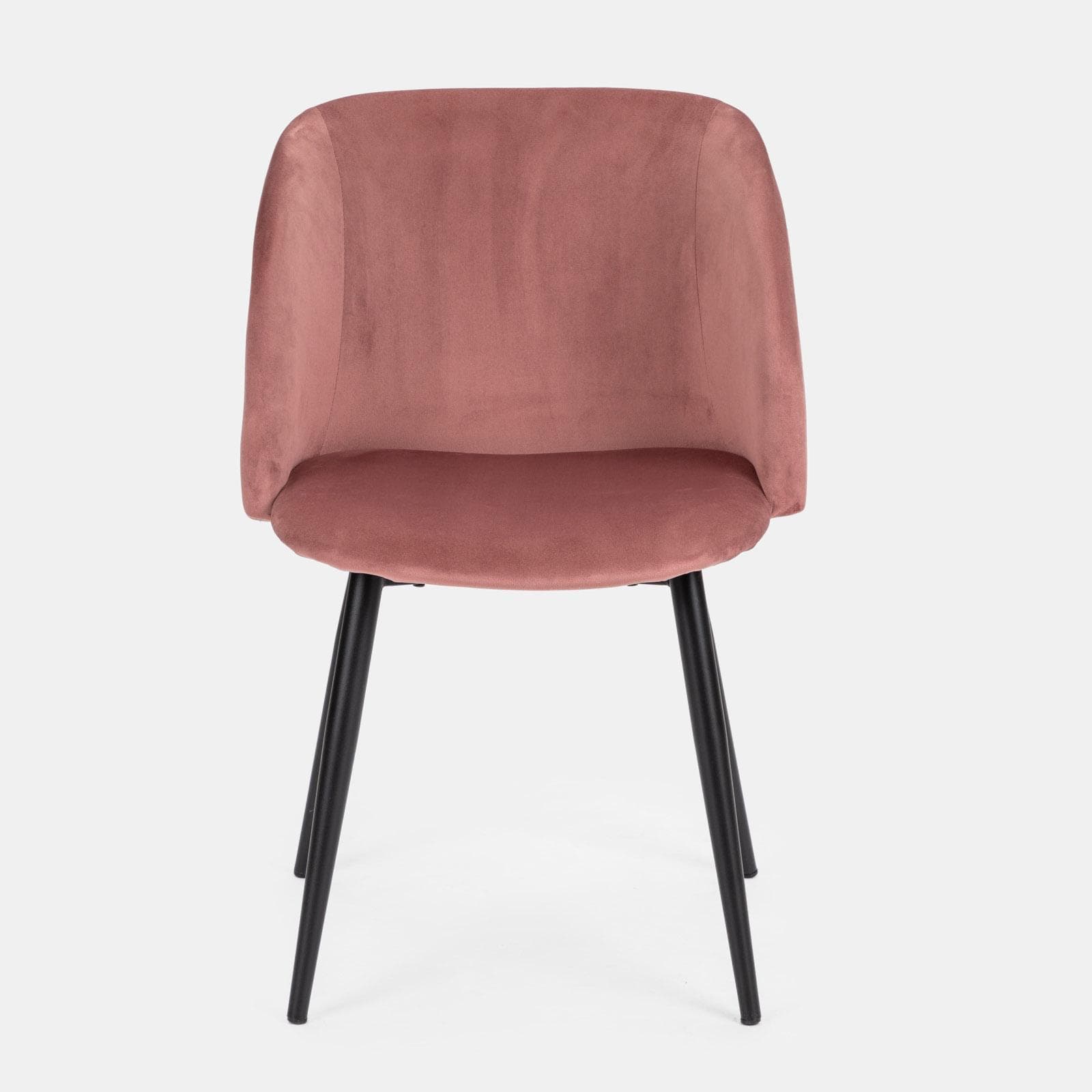Set 2 sedie in velluto rosa antico con gambe in metallo nero - Mady