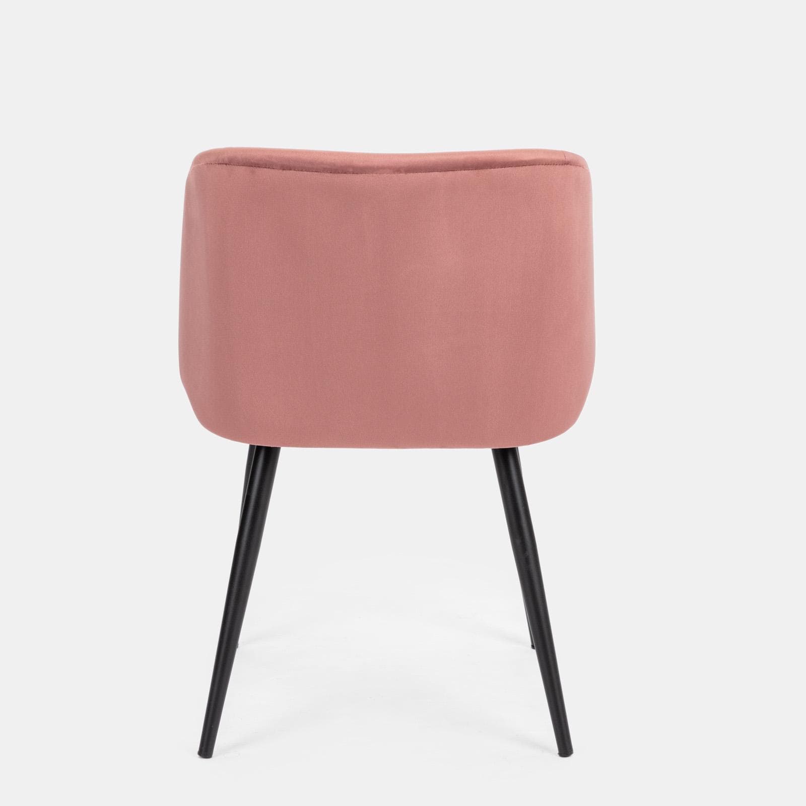 Set 2 sedie in velluto rosa antico con gambe in metallo nero - Mady