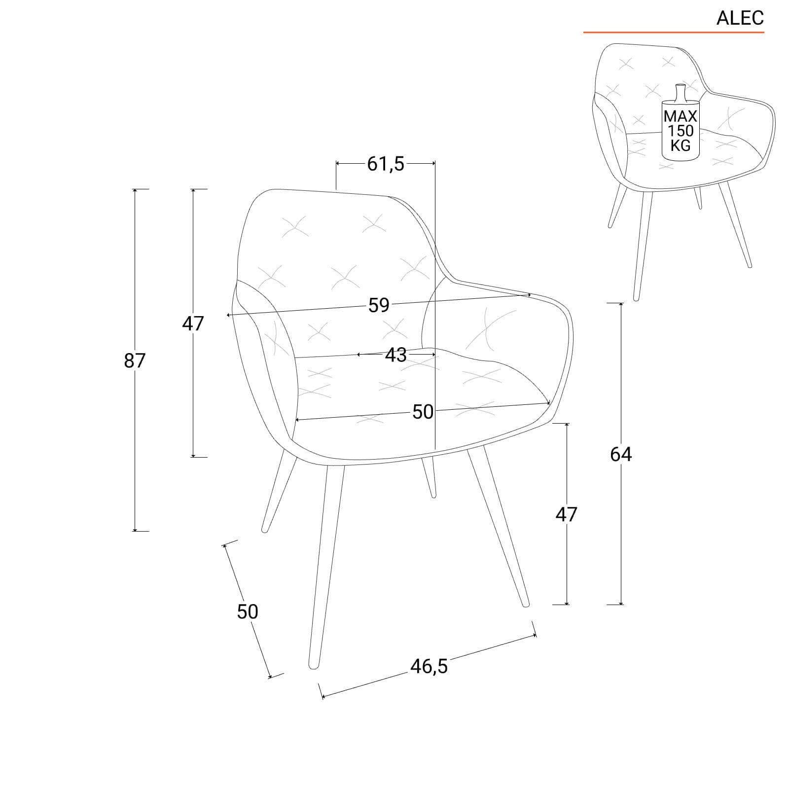 Set 2 poltrone imbottite in velluto grigio cenere - Alec