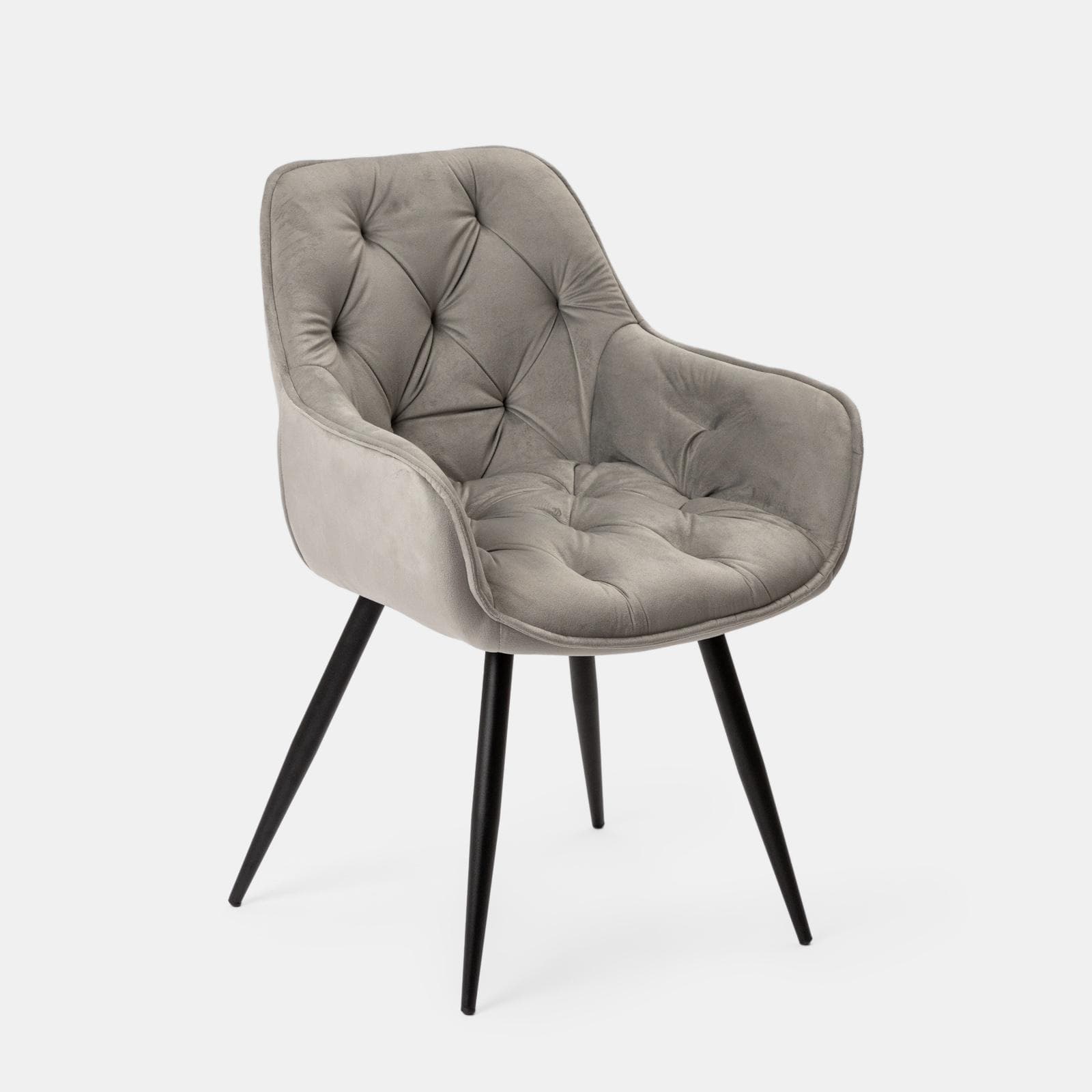 Set 2 poltrone imbottite in velluto grigio cenere - Alec