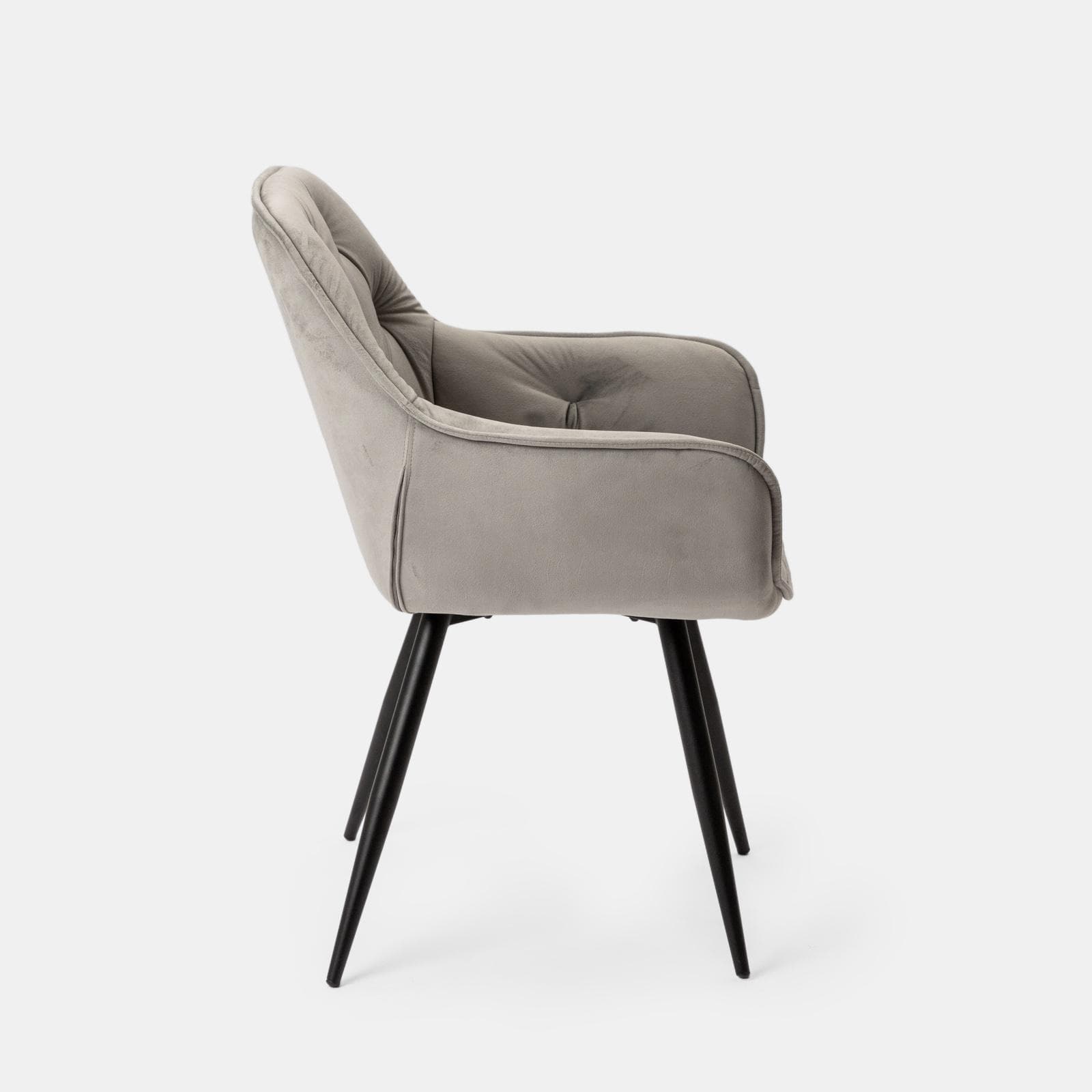 Set 2 poltrone imbottite in velluto grigio cenere - Alec