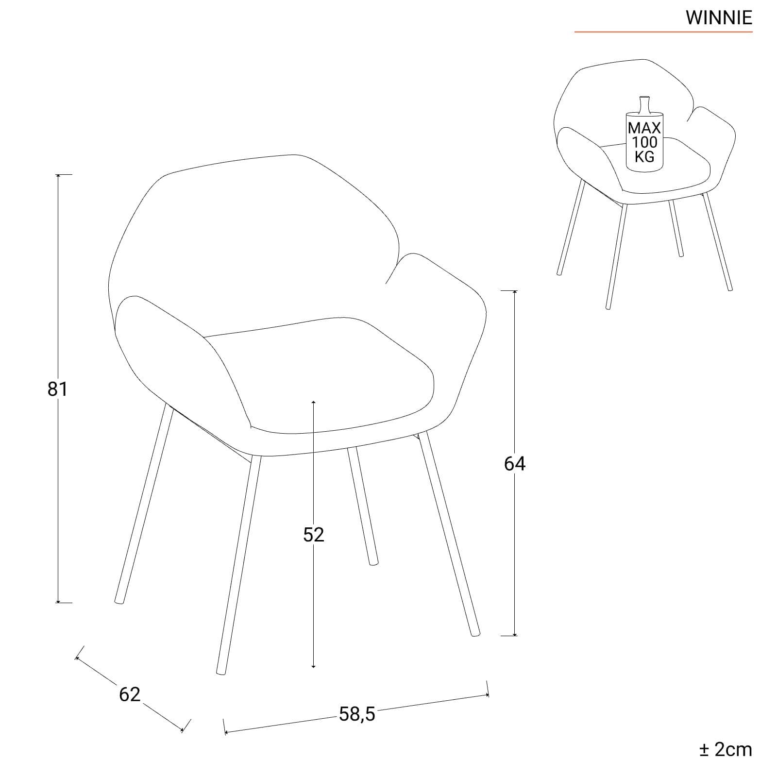 Set 2 poltrone in tessuto teddy bianco con gambe nere - Winnie