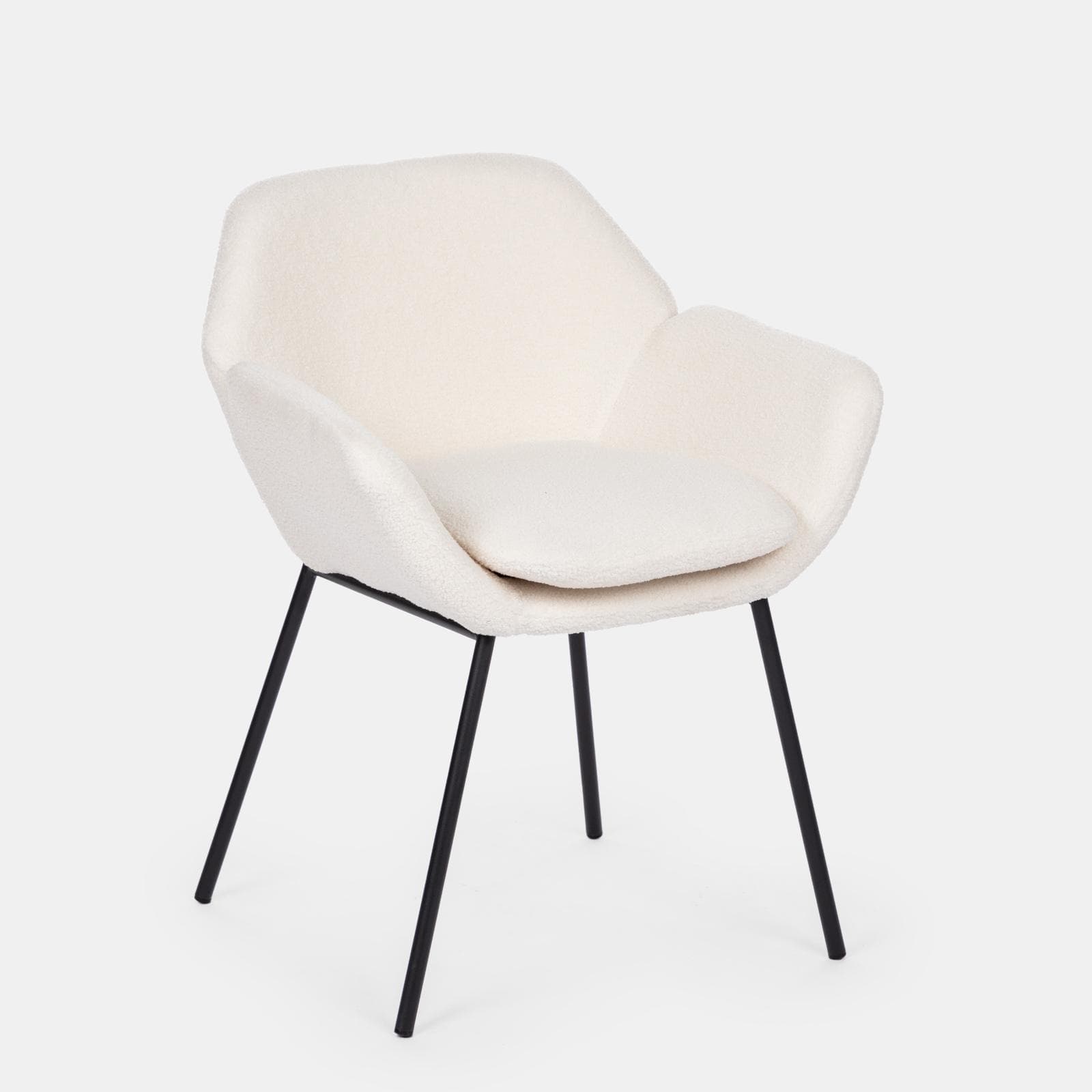 Set 2 poltrone in tessuto teddy bianco con gambe nere - Winnie