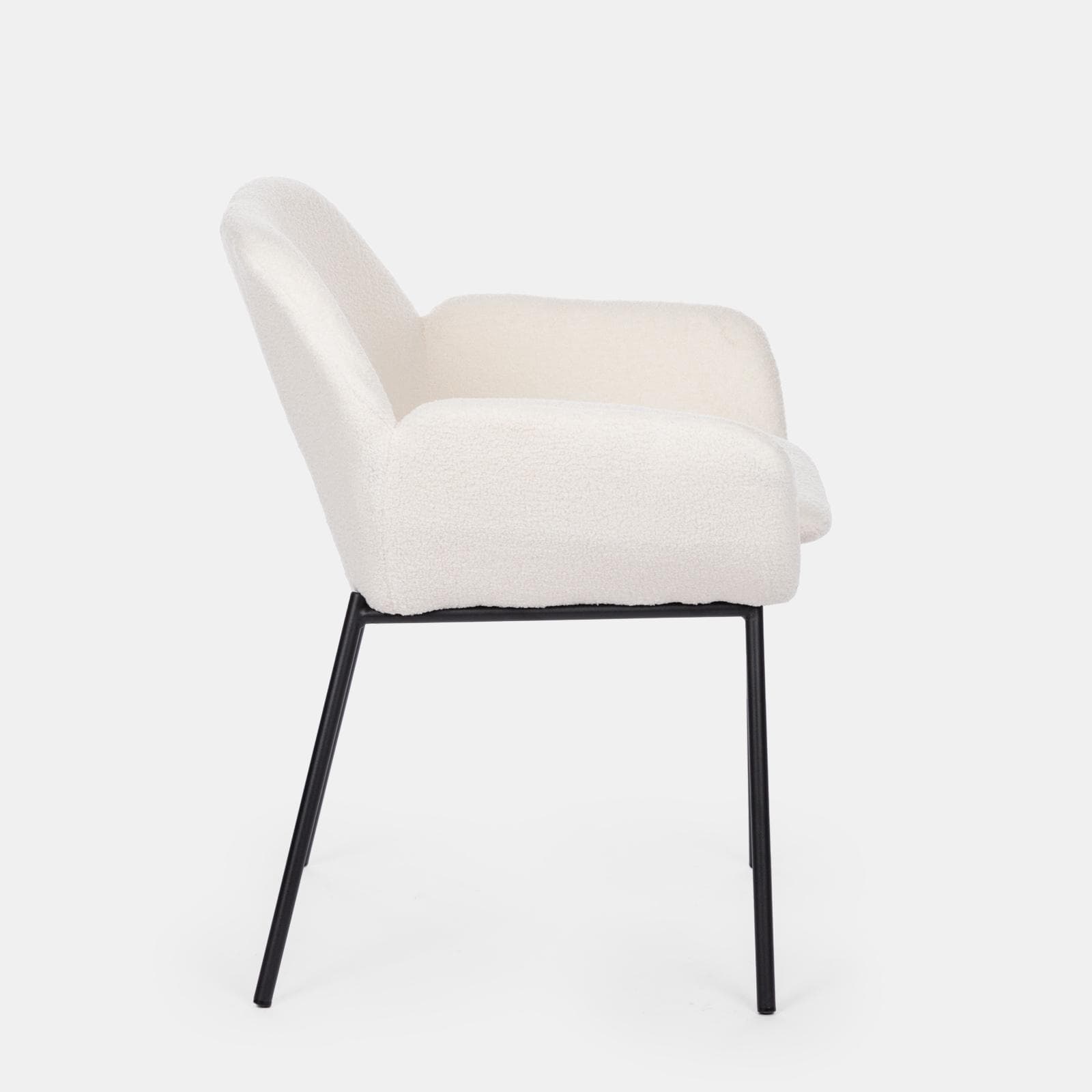 Set 2 poltrone in tessuto teddy bianco con gambe nere - Winnie