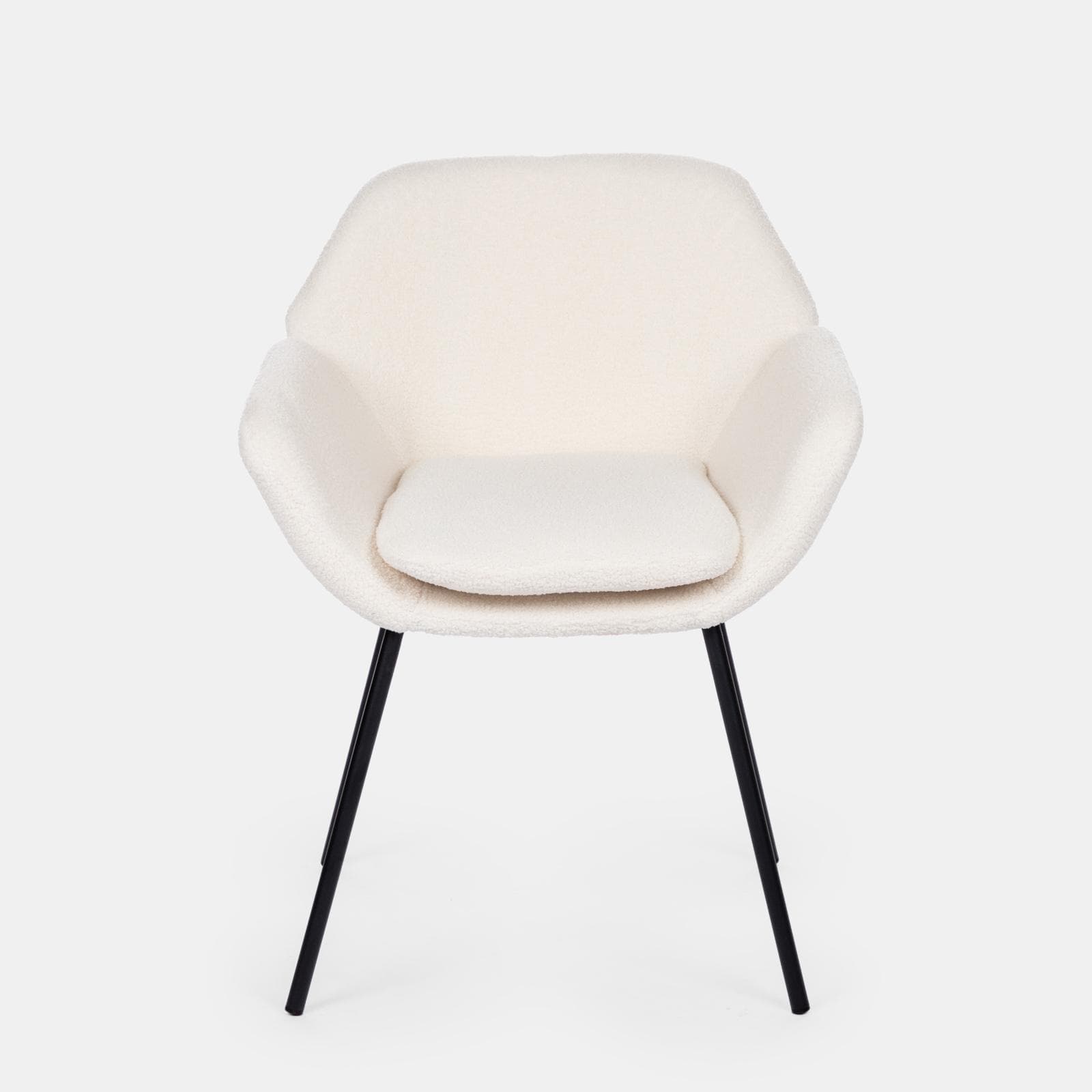 Set 2 poltrone in tessuto teddy bianco con gambe nere - Winnie