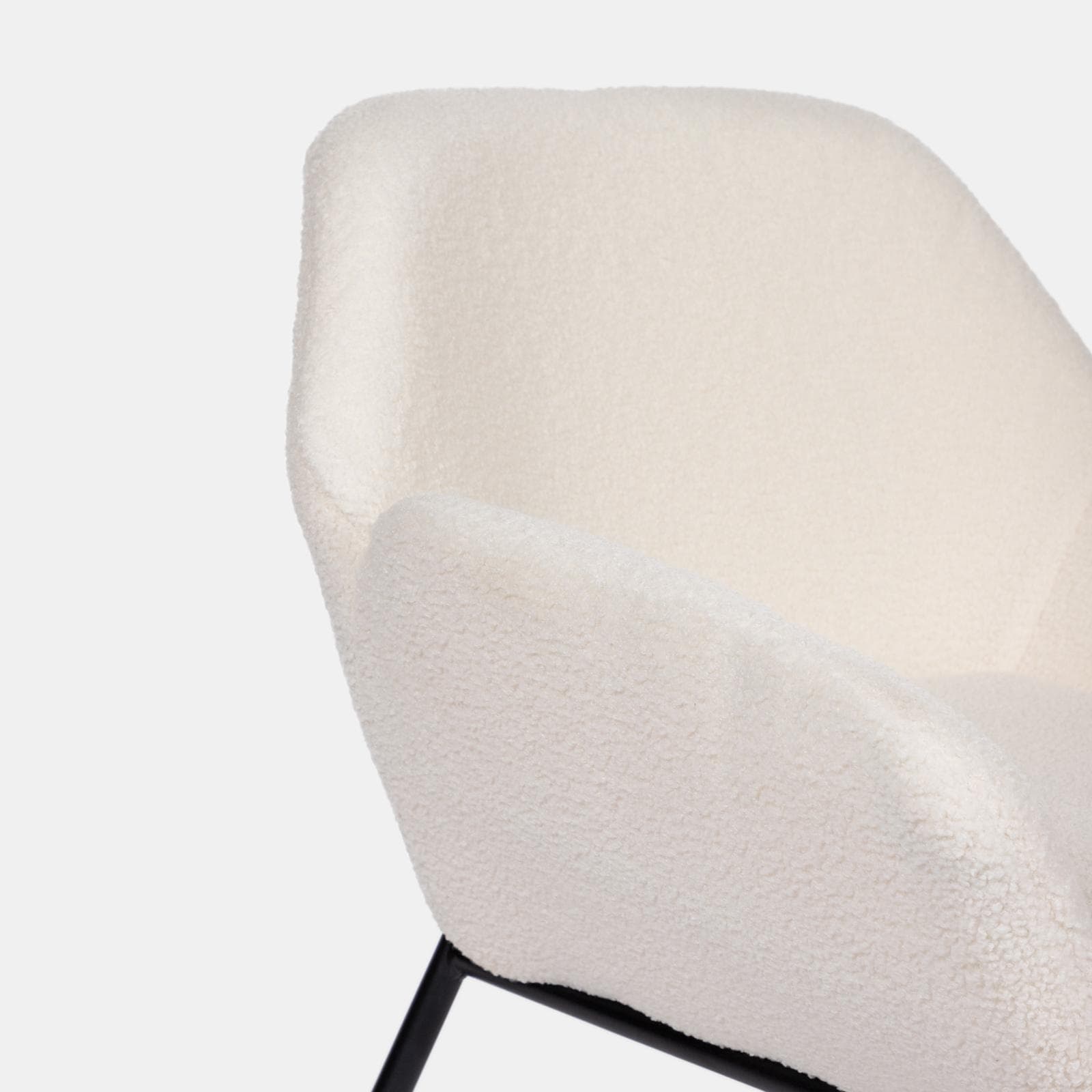 Set 2 poltrone in tessuto teddy bianco con gambe nere - Winnie