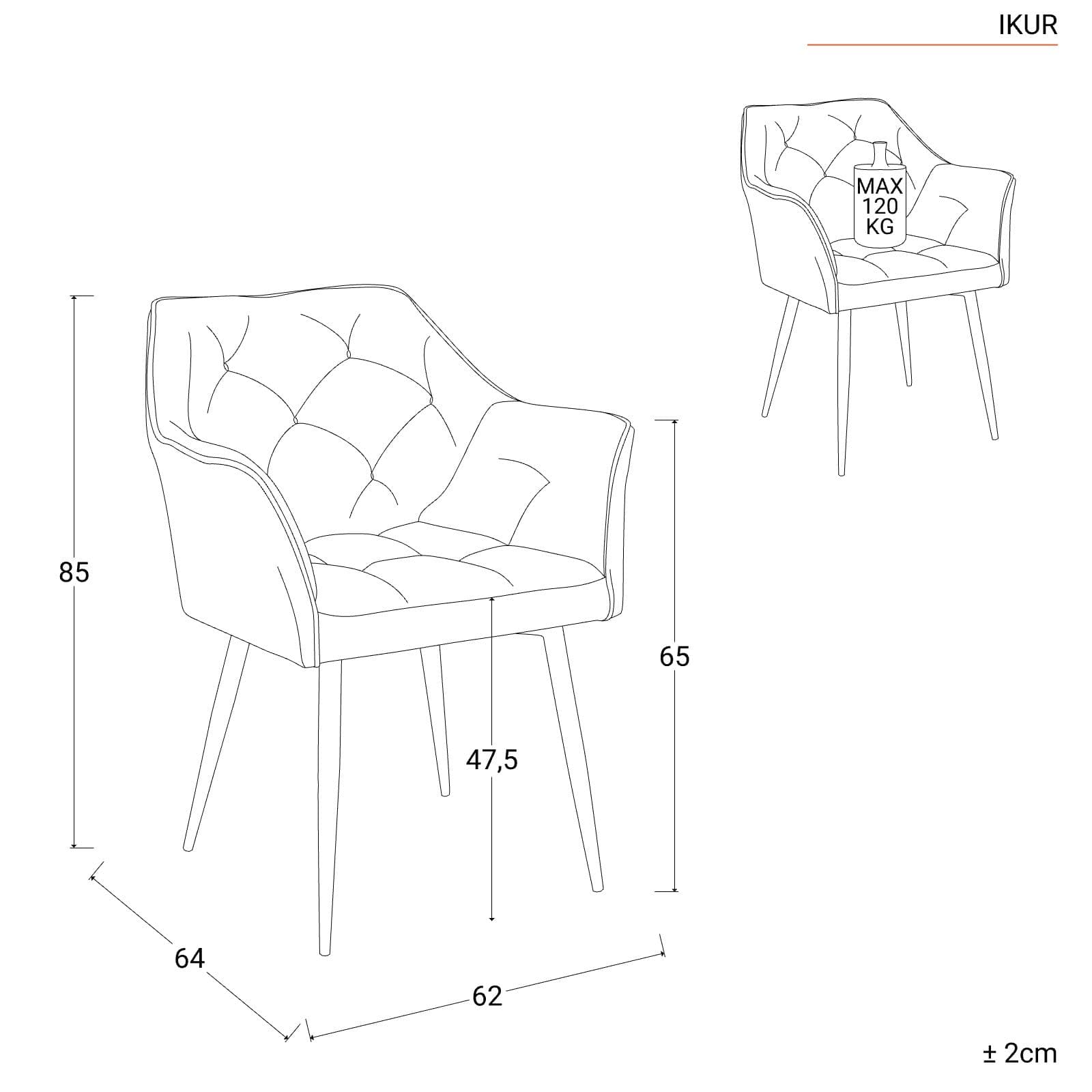 Set 2 poltrone in velluto senape e gambe nero - Ikur