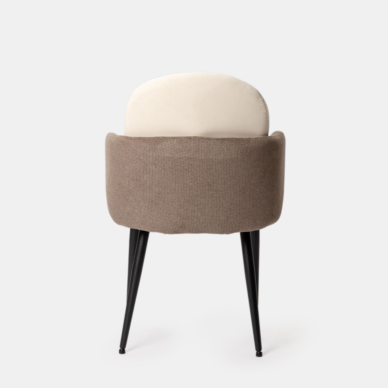 Set 2 poltrone in velluto beige con braccioli e schienale in tessuto tortora e gambe in metallo nero - Shayla