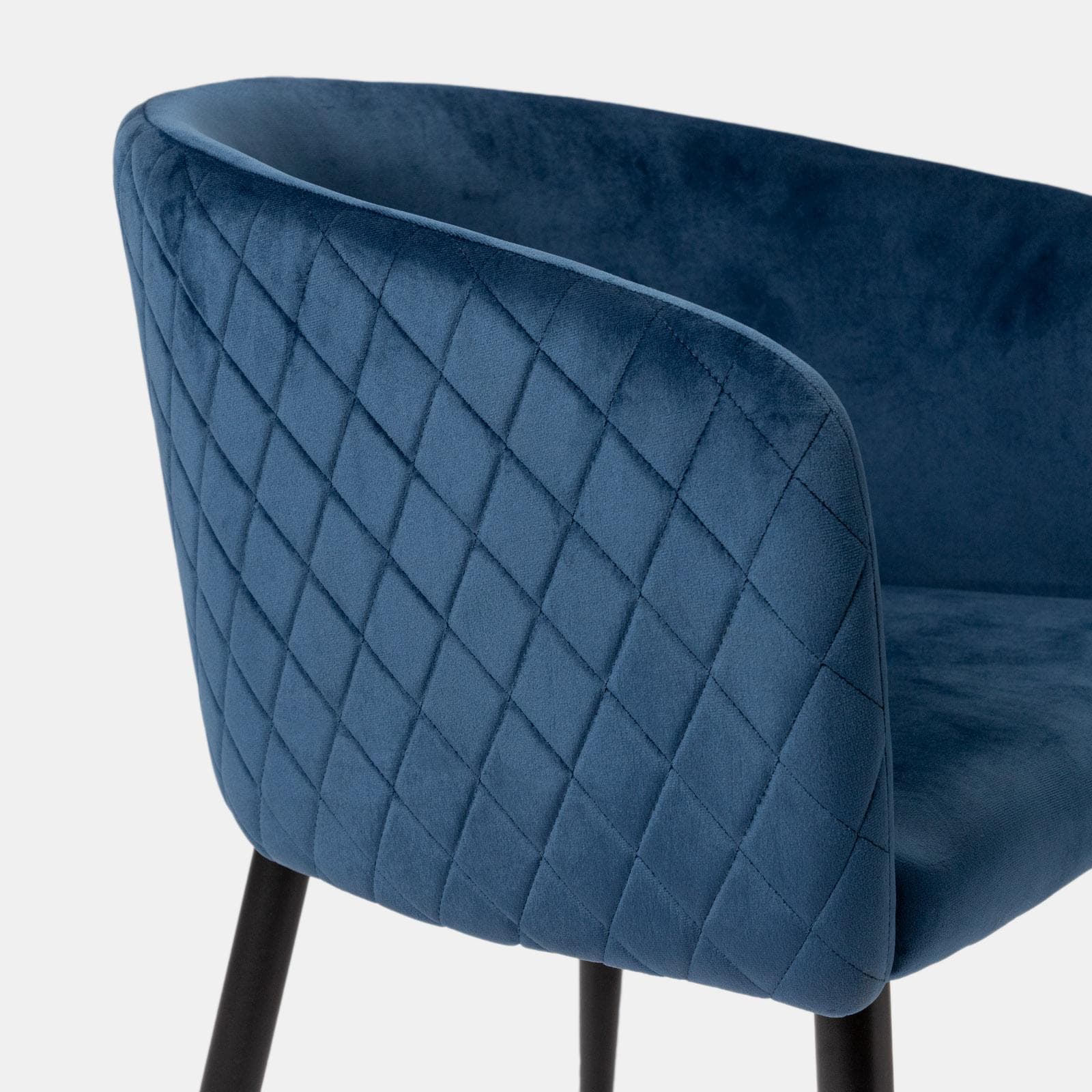 Set 2 poltrone in velluto blu notte struttura in metallo nero - Jannet