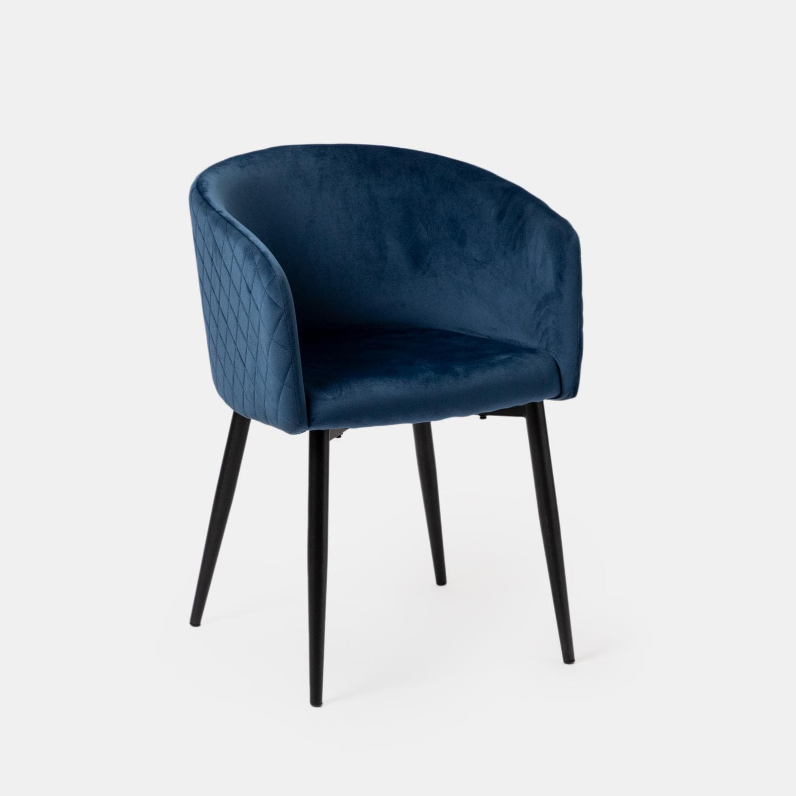Set 2 poltrone in velluto blu notte struttura in metallo nero - Jannet