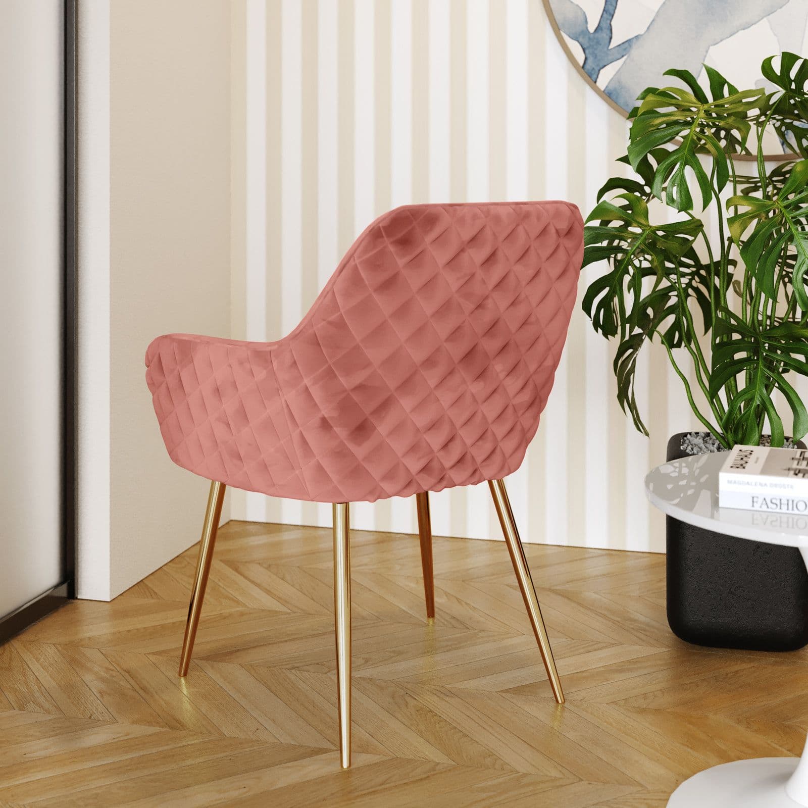 Set 2 poltrone in velluto rosa antico con cuscino - Caresse