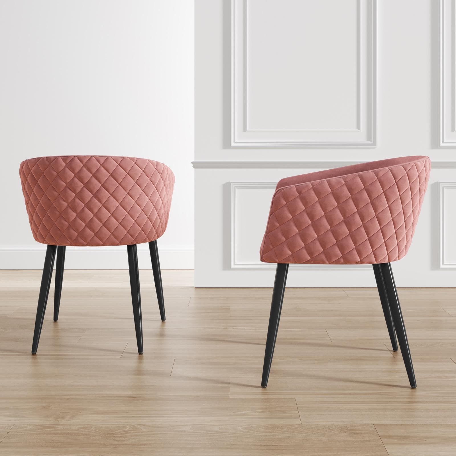 Set 2 poltrone in velluto rosa antico struttura in metallo nero - Jannet