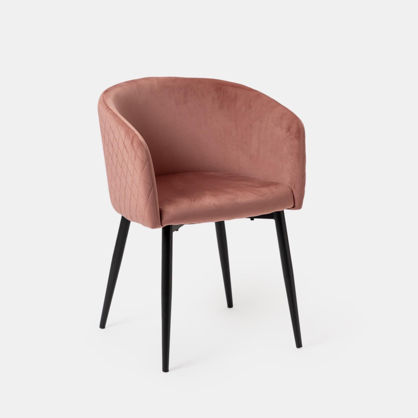 Set 2 poltrone in velluto rosa antico struttura in metallo nero - Jannet