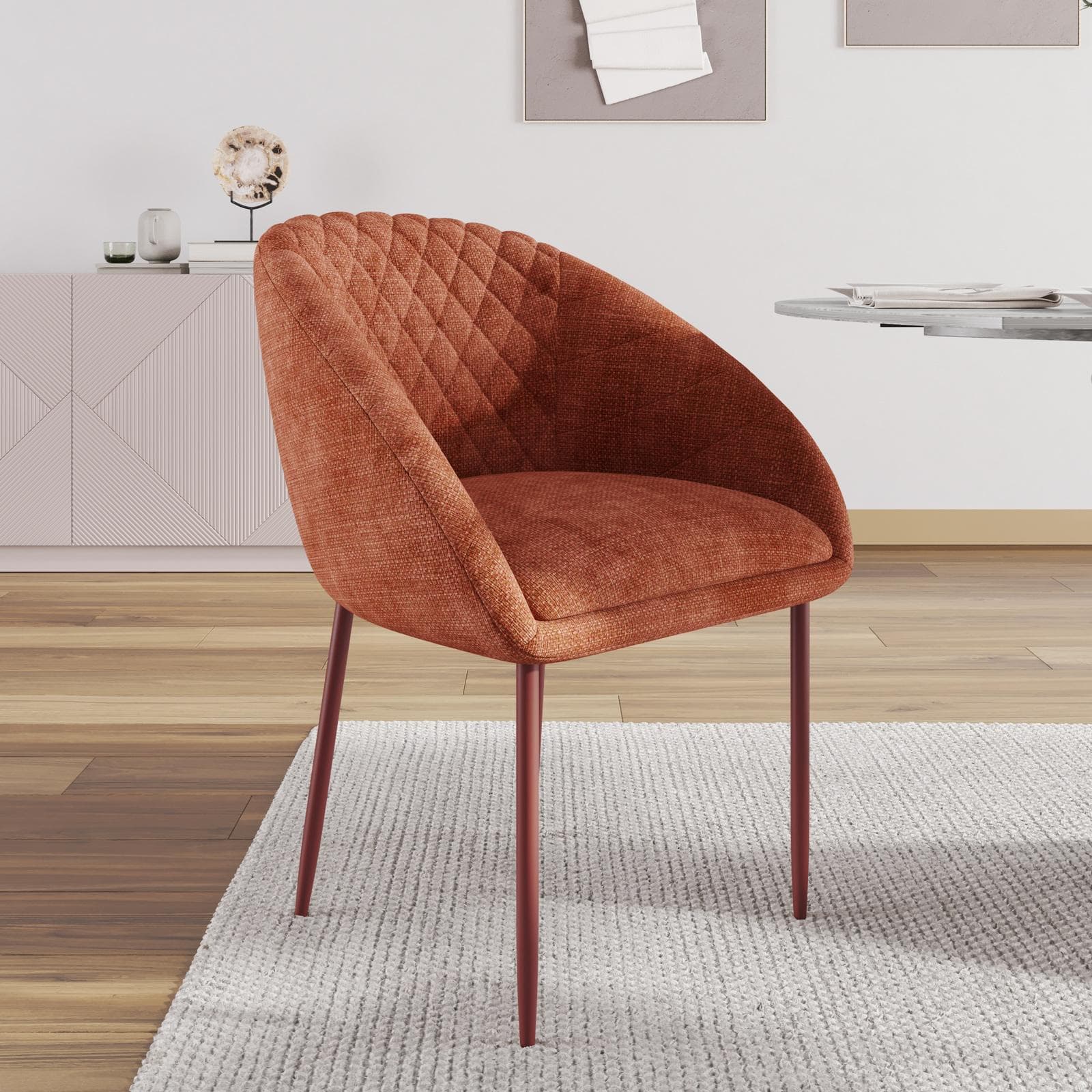 Set 2 sedie in ciniglia rosa antico con gambe in metallo terracotta - Myba