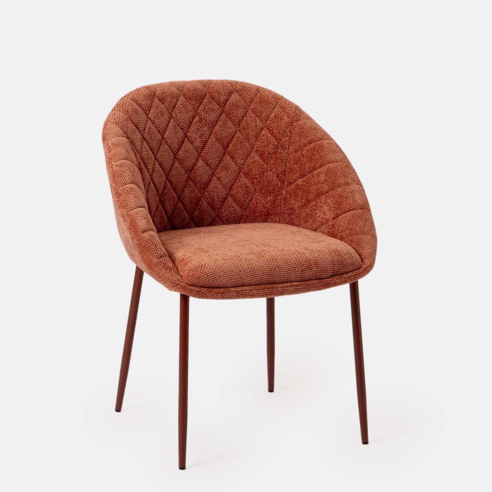 Set 2 sedie in ciniglia rosa antico con gambe in metallo terracotta - Myba