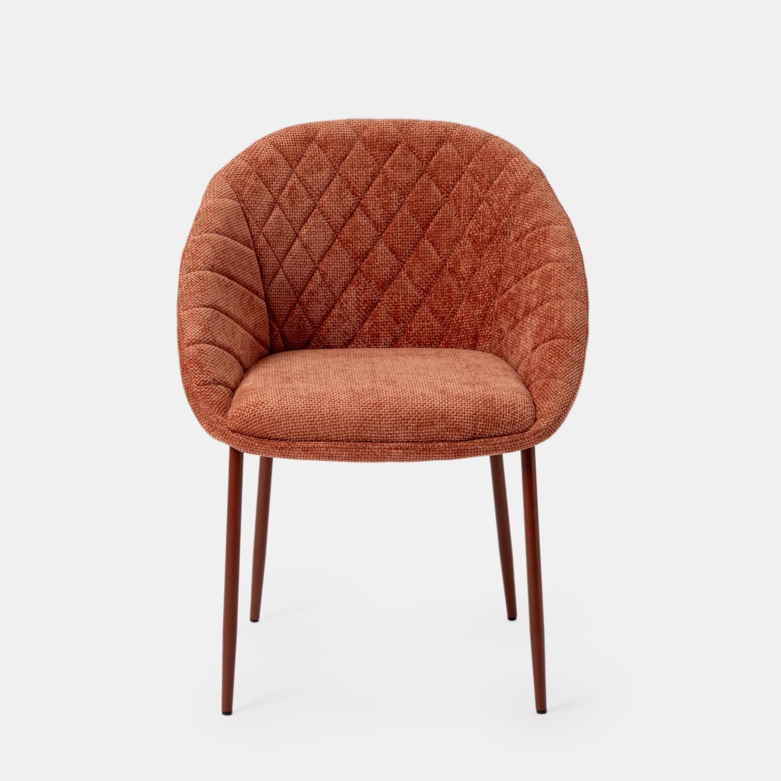 Set 2 sedie in ciniglia rosa antico con gambe in metallo terracotta - Myba