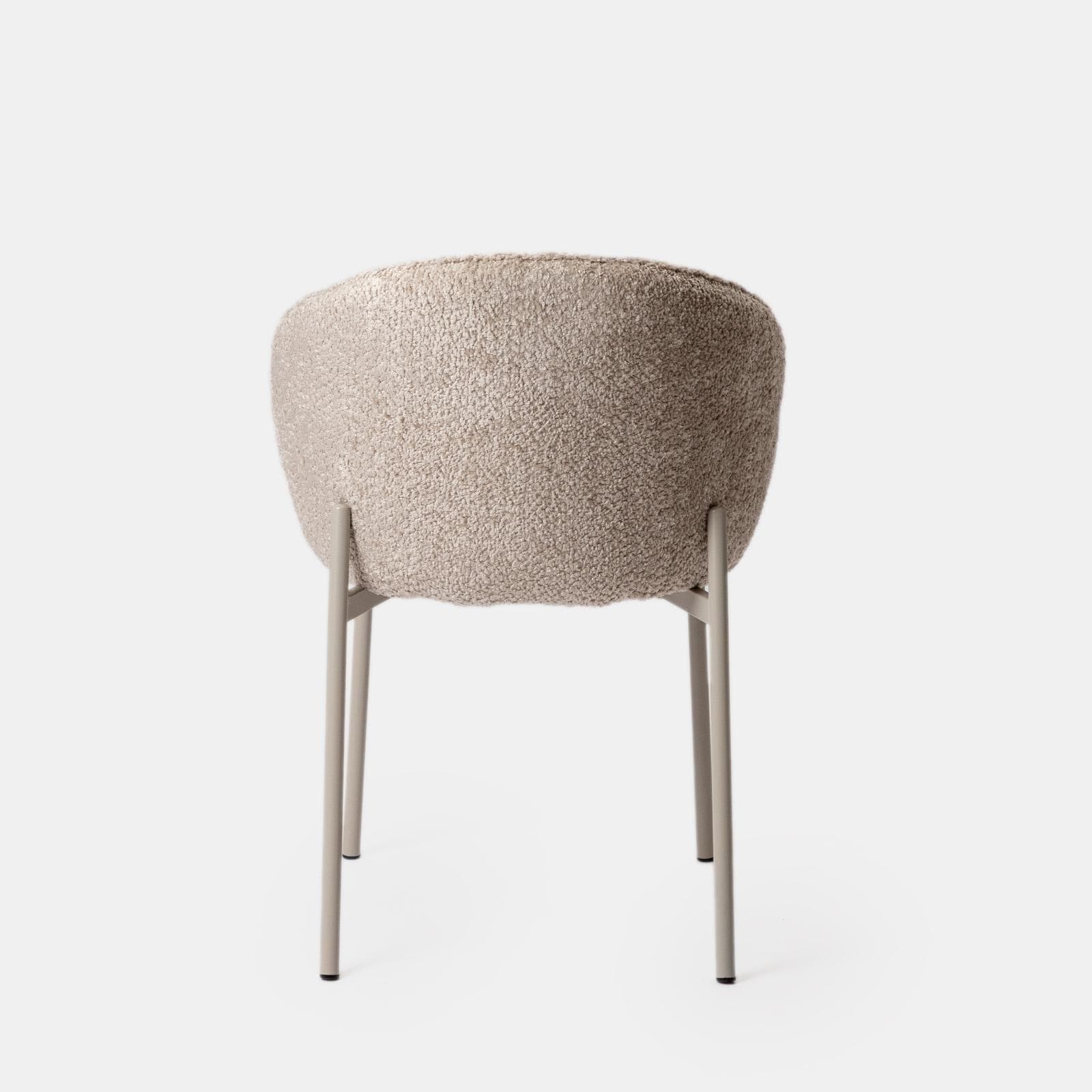 Set 2 sedie in bouclé tortora con gambe in metallo beige - Tuva