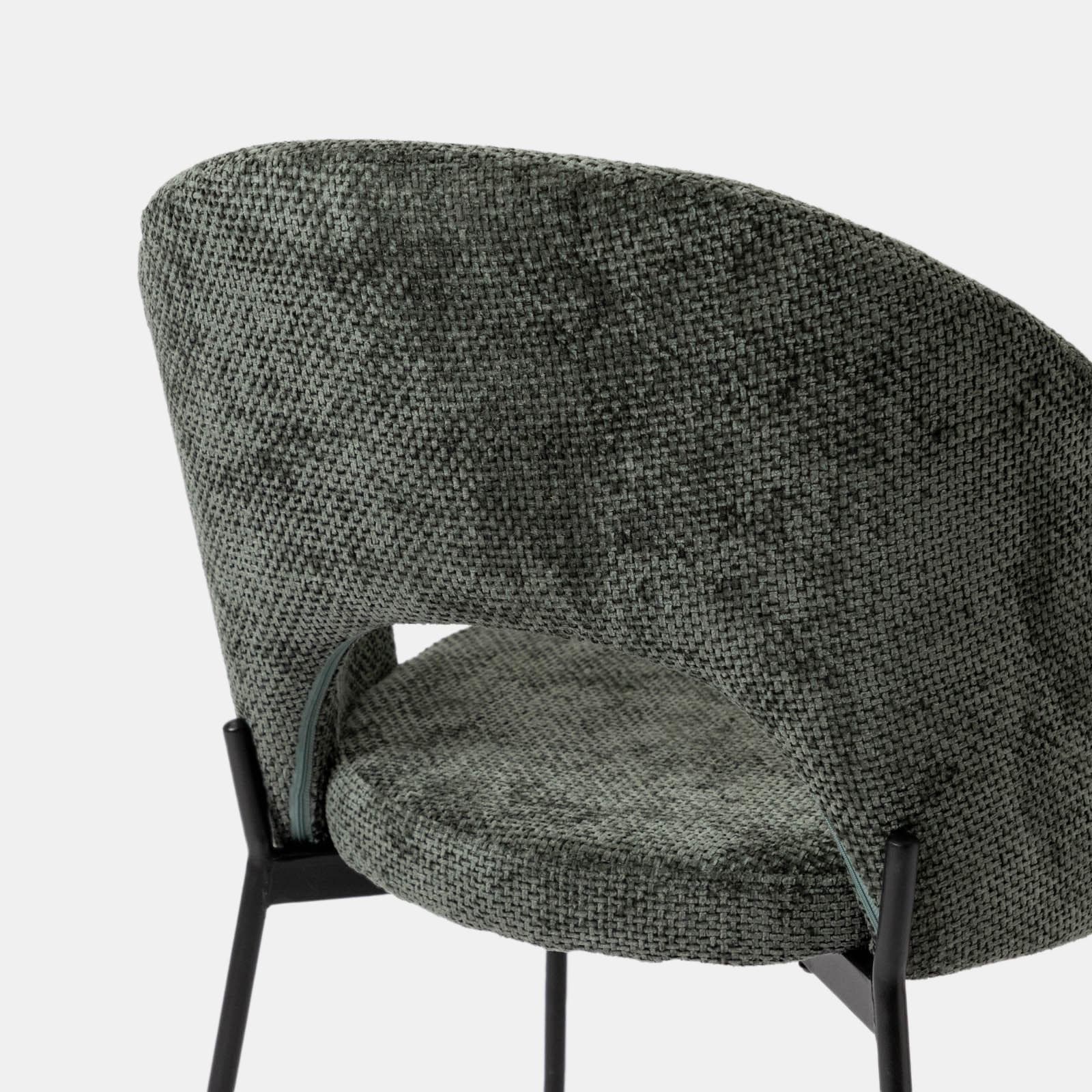 Set 2 sedie in ciniglia verde scuro con gambe in metallo nero - Vessel