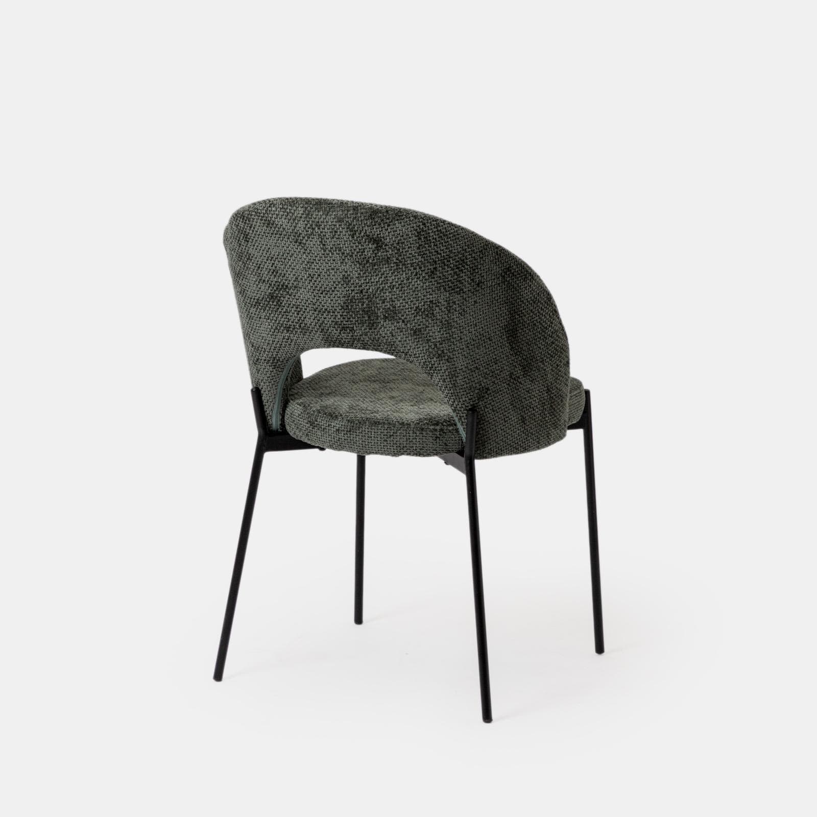 Set 2 sedie in ciniglia verde scuro con gambe in metallo nero - Vessel