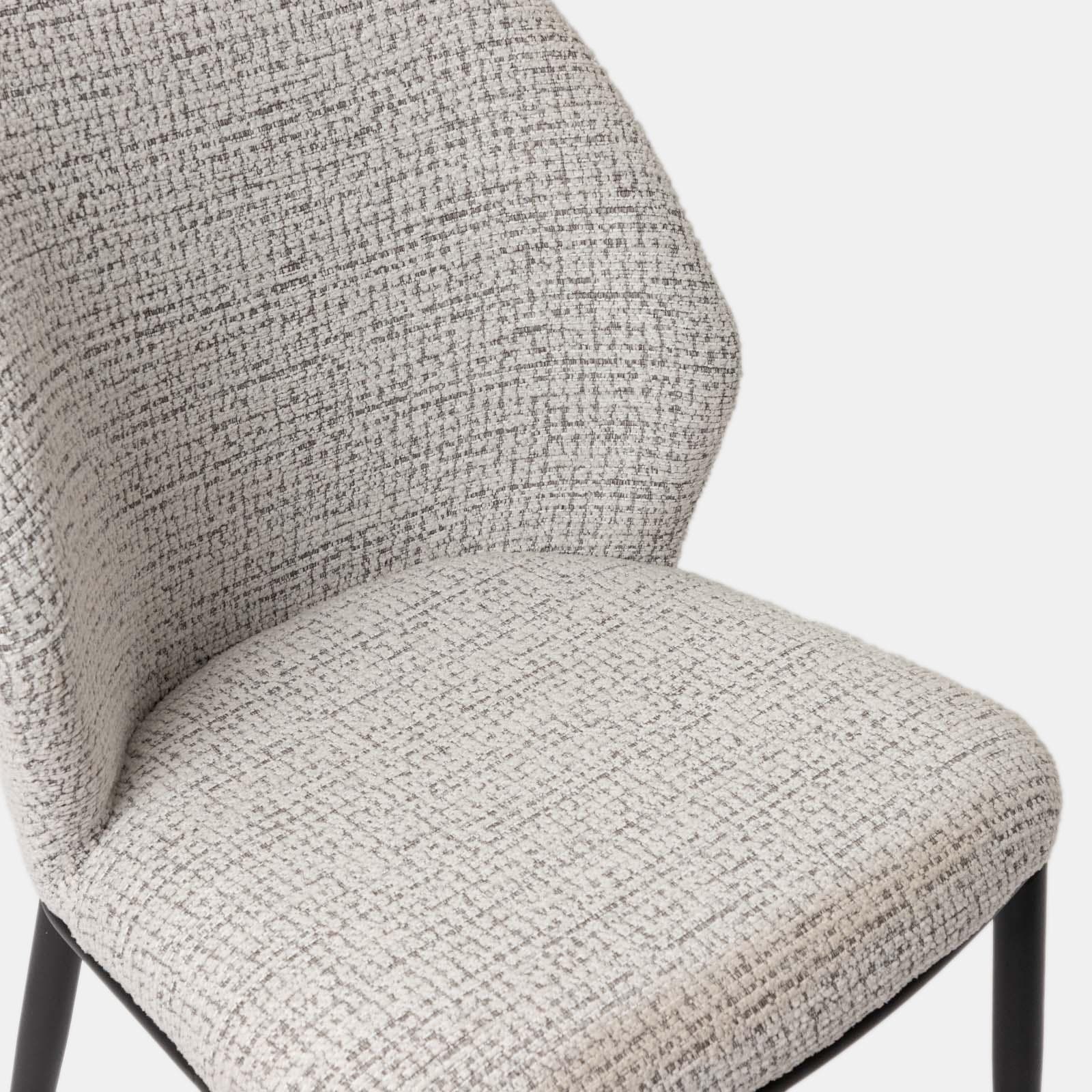 Set 2 sedie in micro bouclé bicolore bianco e grigio con gambe in metallo nero - Dudal