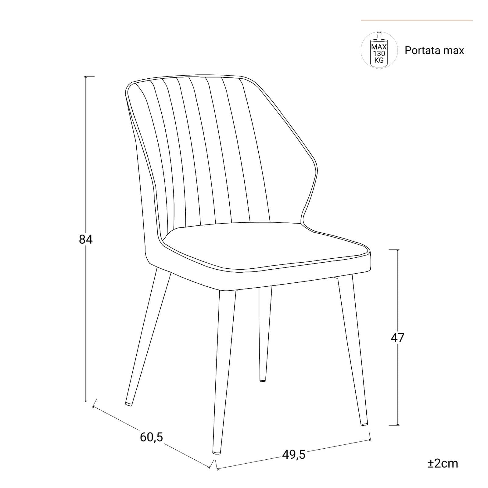 Set 2 sedie in similpelle antracite con gambe nere - Dinesta