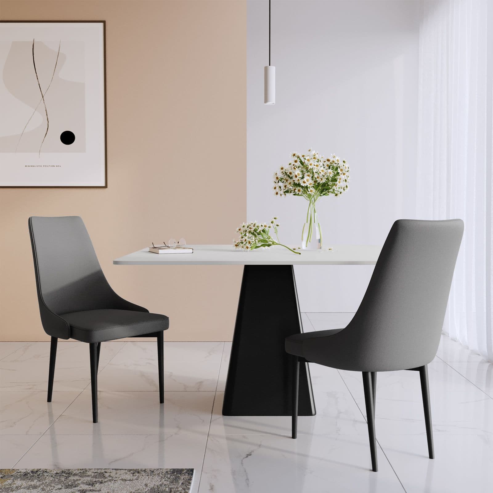 Set 2 sedie in similpelle grigio - Divina